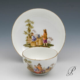 Antiquität aus Meissen 1774-1815 Sammelgedeck mit Figurenmalerei