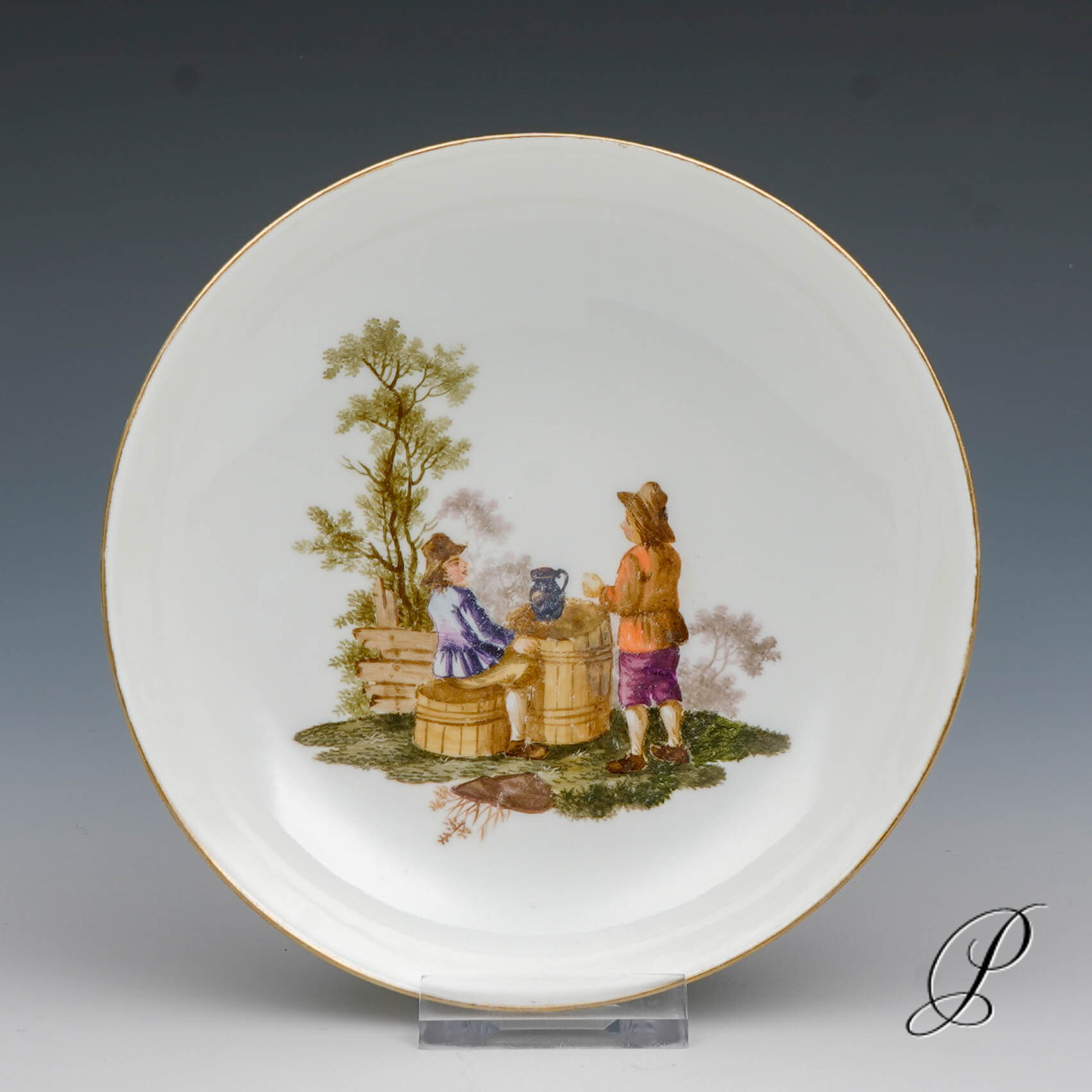 Antiquität aus Meissen 1774-1815 Sammelgedeck mit Figurenmalerei – Bild 4