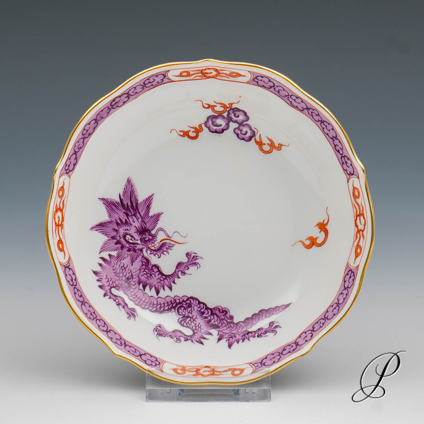 Mokkagedeck Meissen Mingdrache lila mit Kante – Bild 5