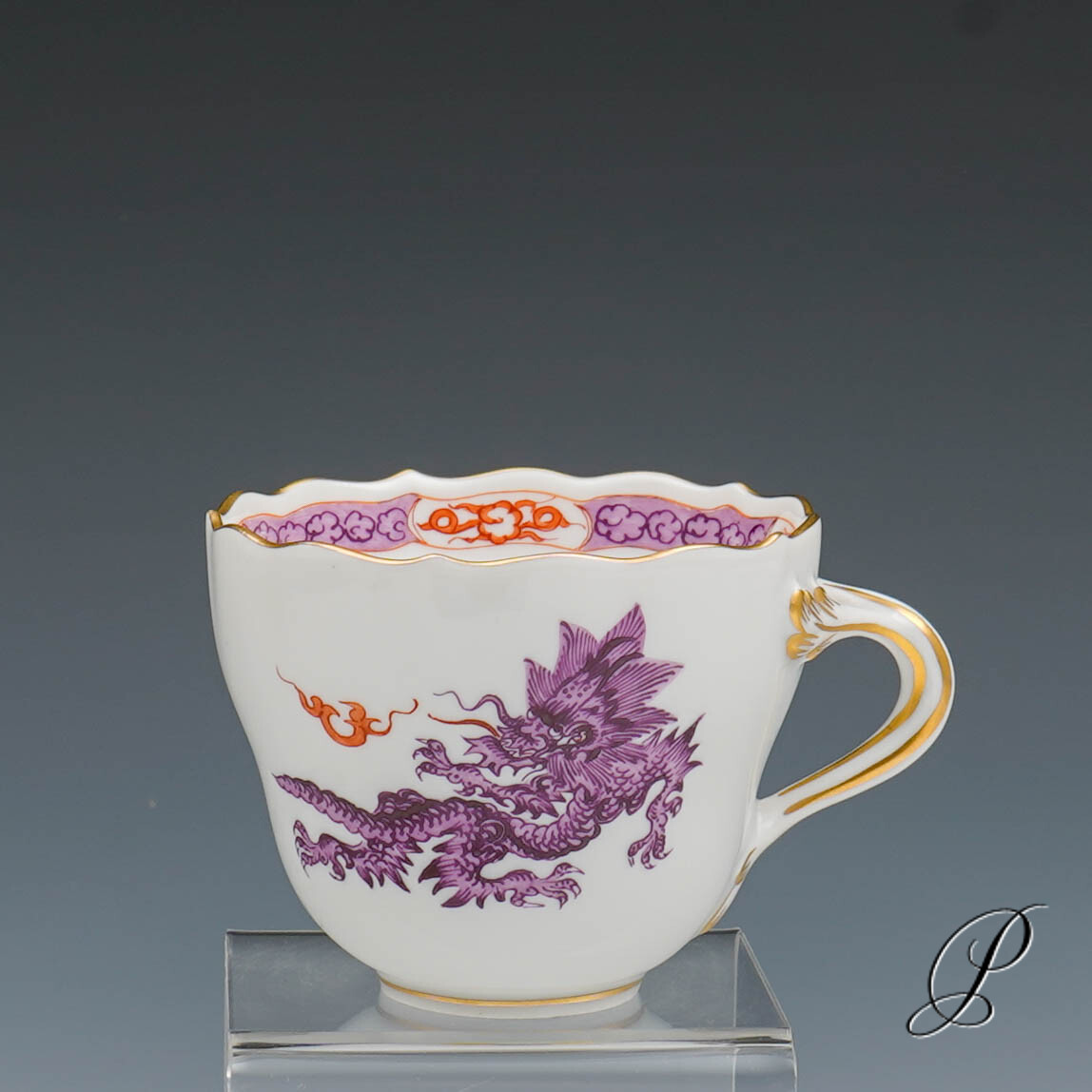 Mokkagedeck Meissen Mingdrache lila mit Kante – Bild 6