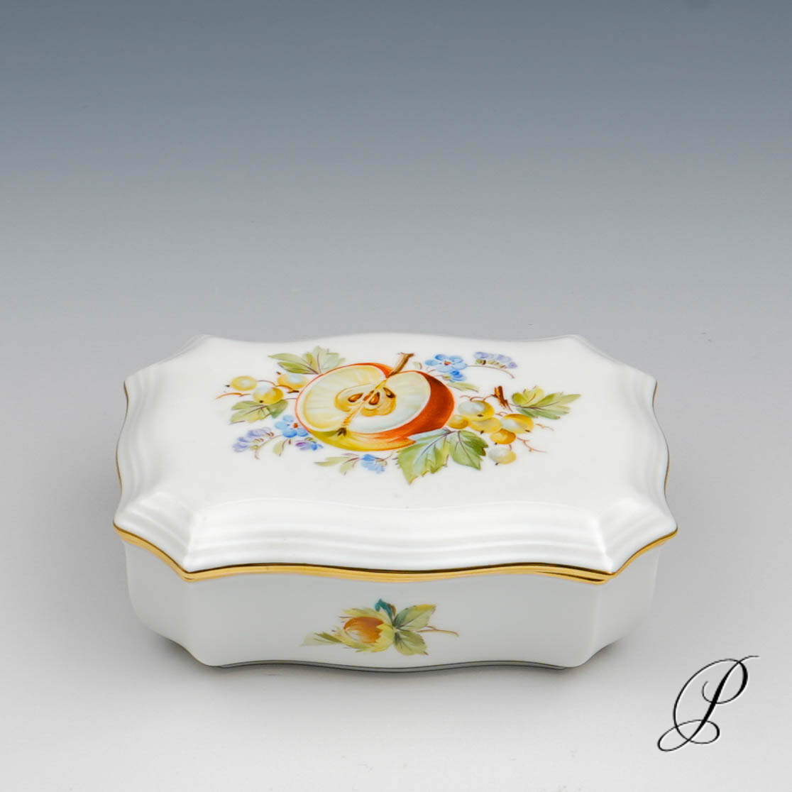 Dose Meissen 1.Wahl mit Obstmalerei NP# 569,- EUR – Bild 2