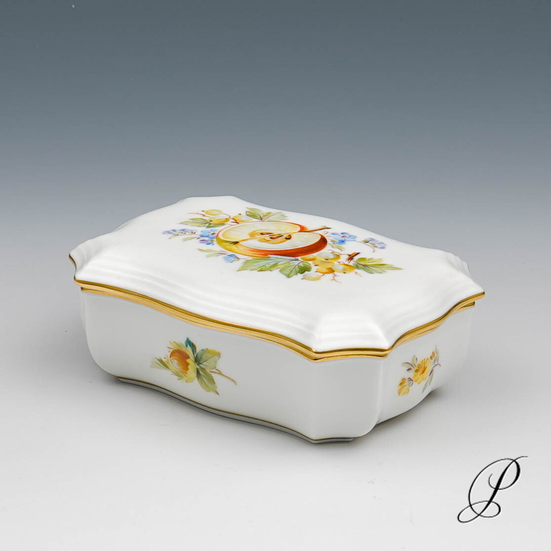 Dose Meissen 1.Wahl mit Obstmalerei NP# 569,- EUR