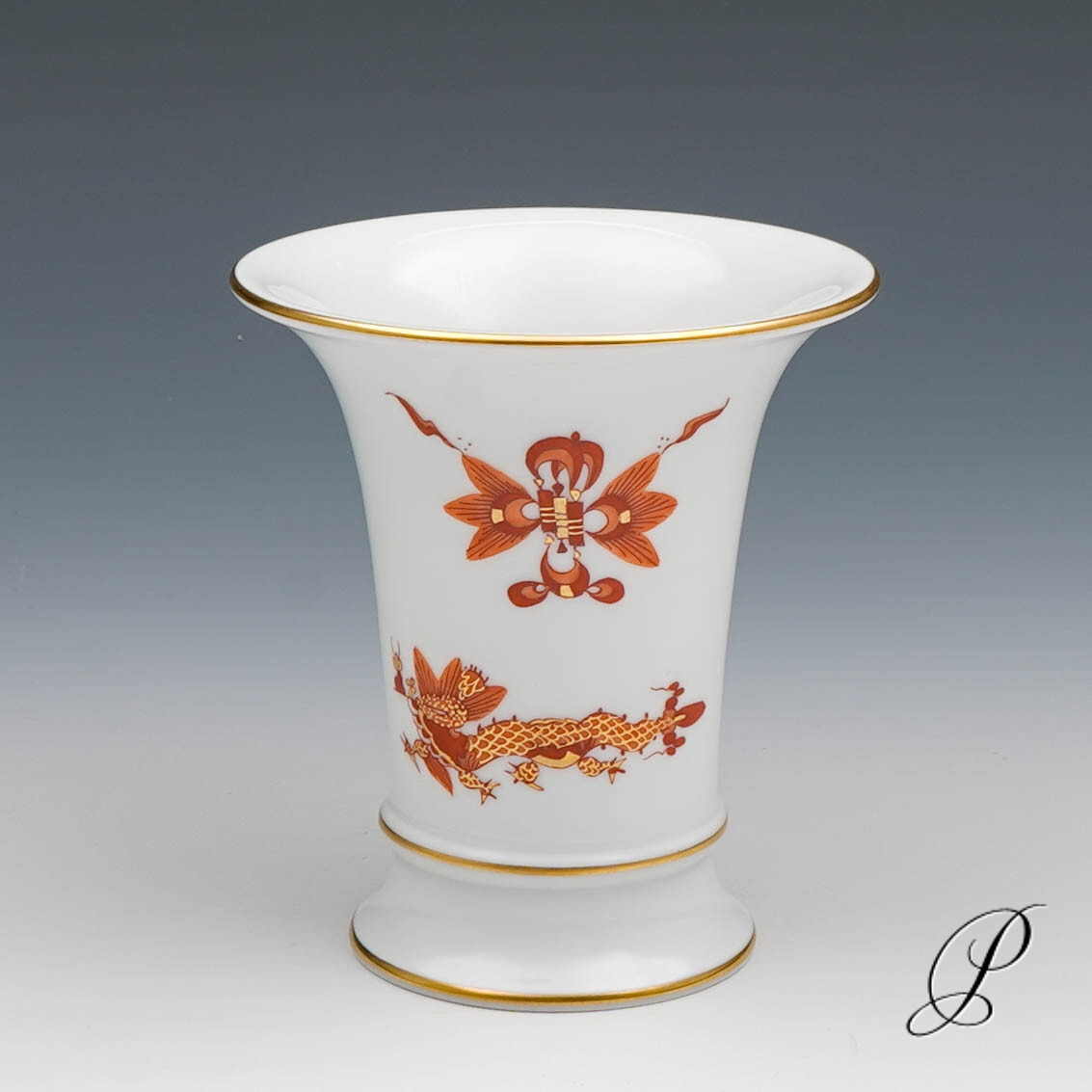 Vase Meissen 1.Wahl im Dekor Reicher Drache rot