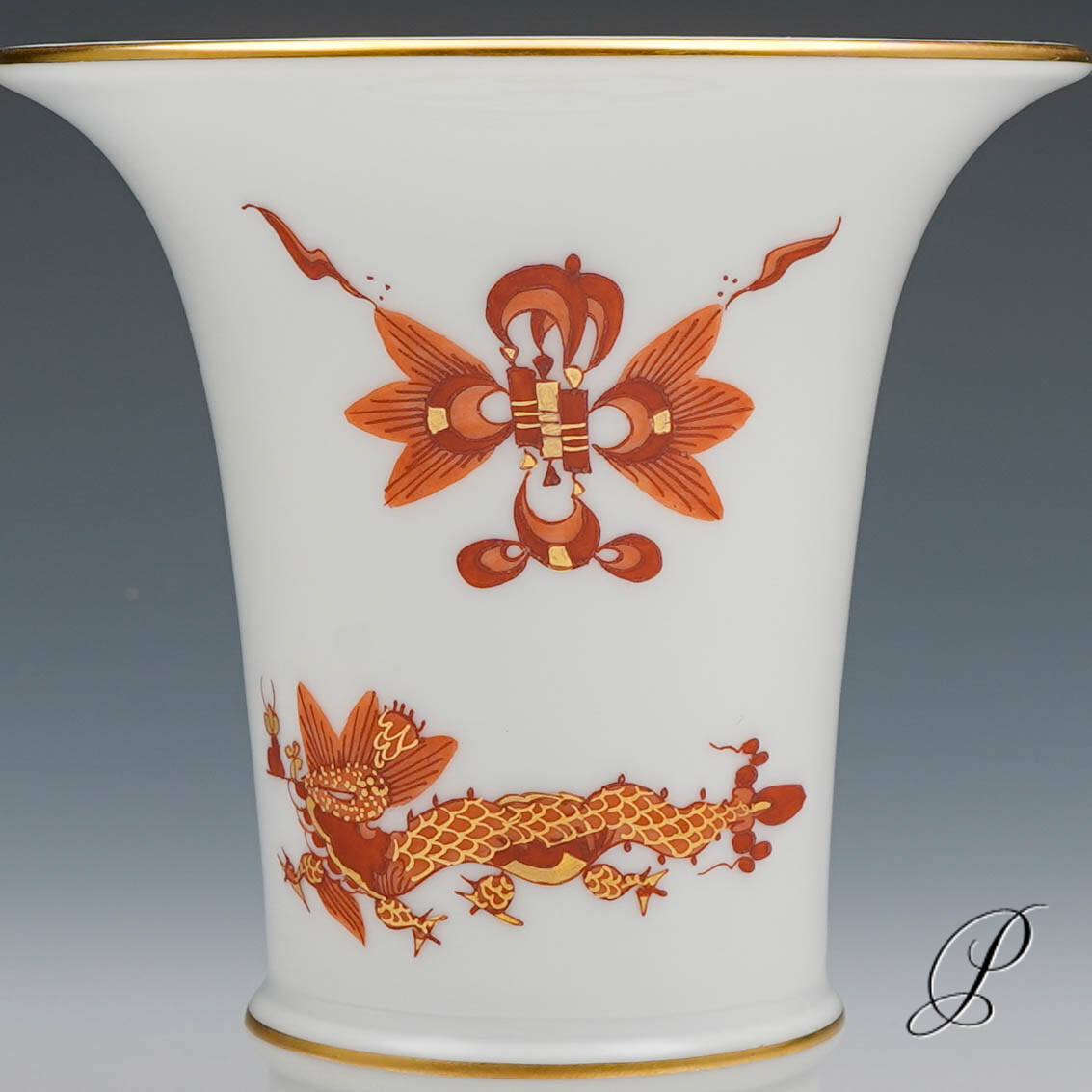 Vase Meissen 1.Wahl im Dekor Reicher Drache rot – Bild 3