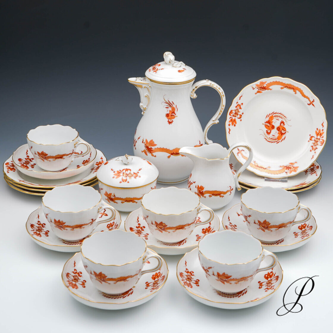 Kaffeeservice Meissen 1.Wahl  Reicher Drache rot NP# 7360,- EUR