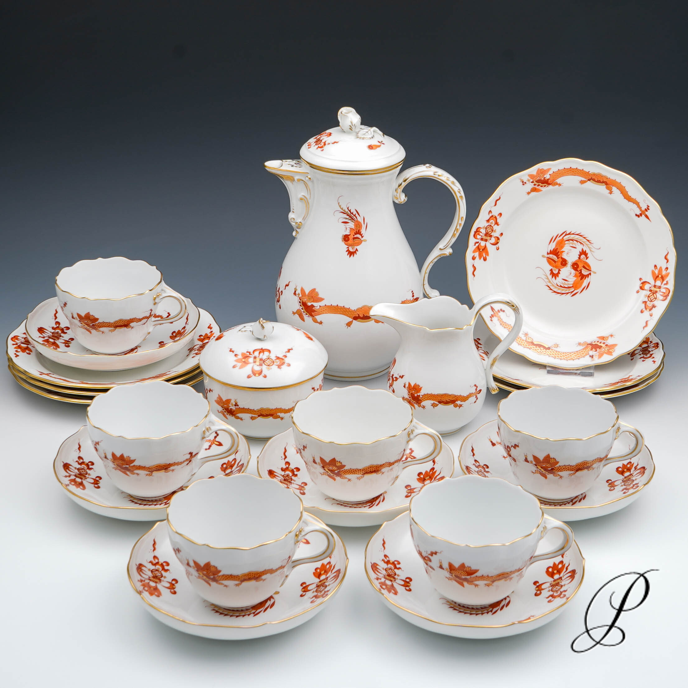 Kaffeeservice Meissen 1.Wahl  Reicher Drache rot NP# 7360,- EUR