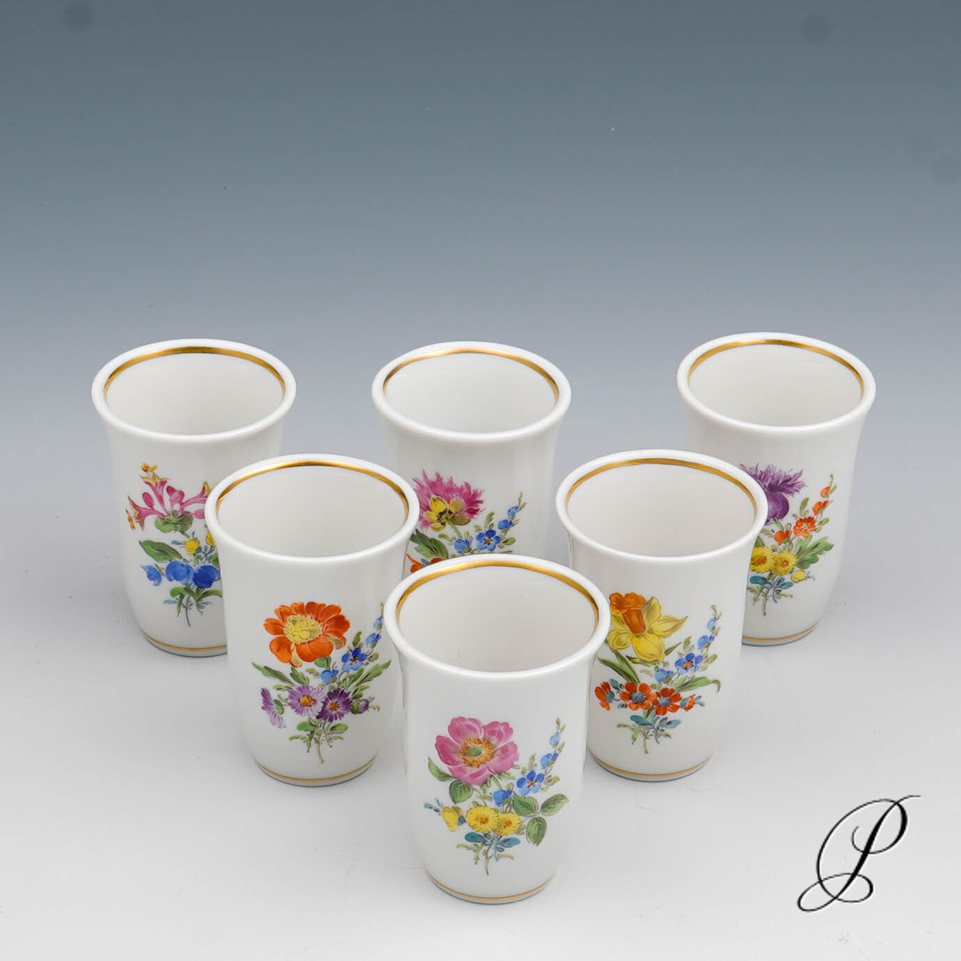 wunderschönes Likörset Meissen im Dekor Blume3 – Bild 13