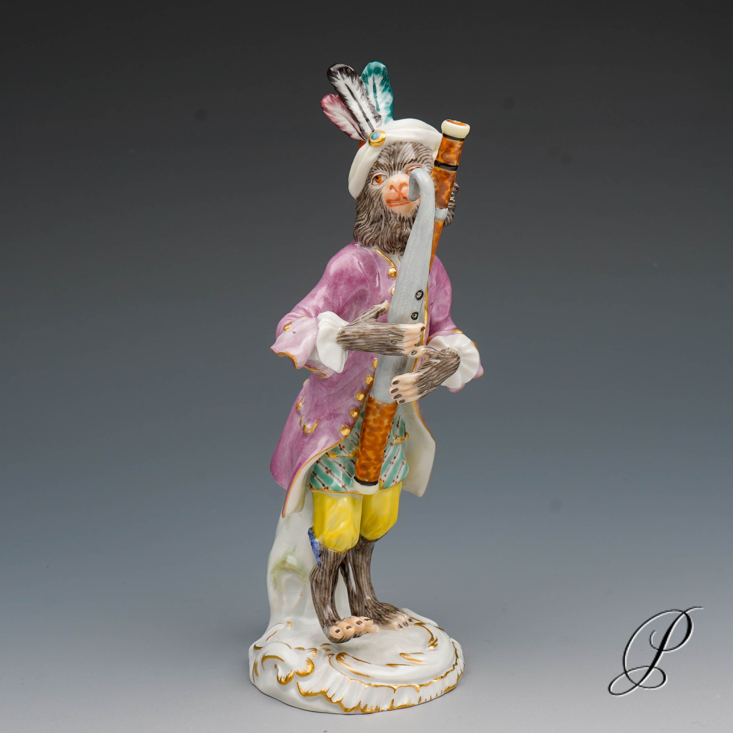 Figur Meissen 1.Wahl Affe mit Dudelsack - Affenkapelle von Johann Joachim Kaendler