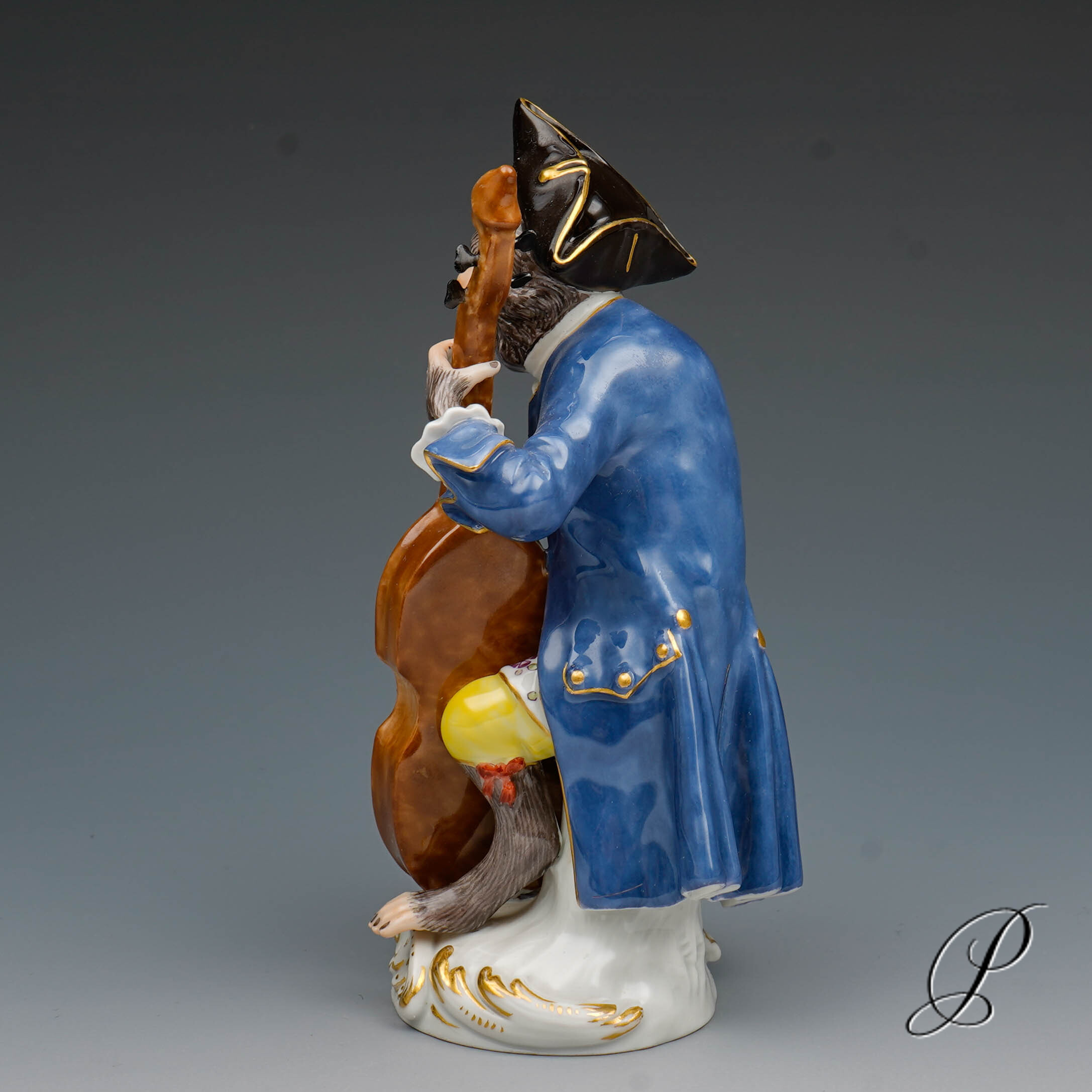 Figur Meissen 1.Wahl aus der Affenkapelle der Baßgeiger – Bild 5