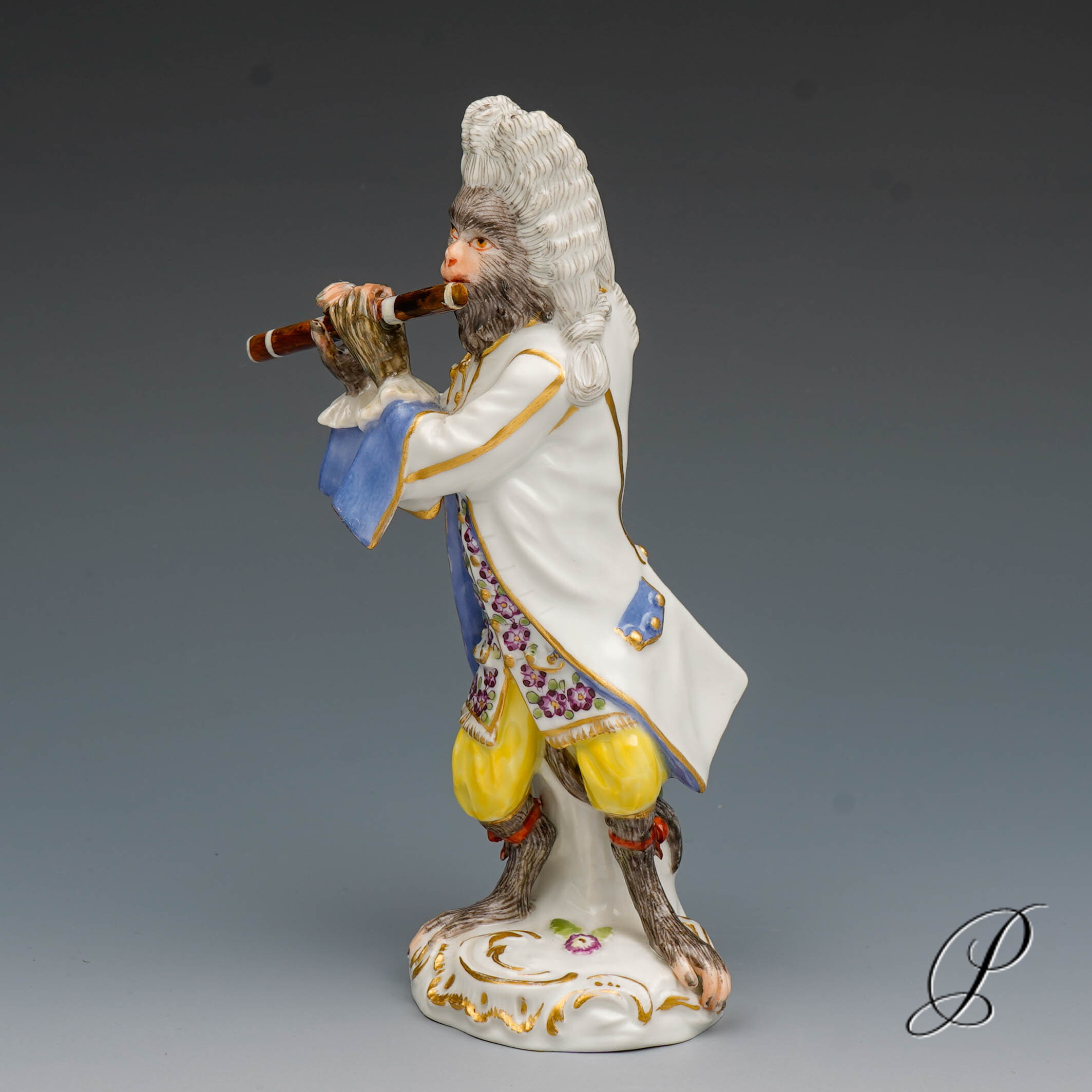 Figur Meissner Porzellan 1.Wahl aus der Affenkapelle der Flötist – Bild 4