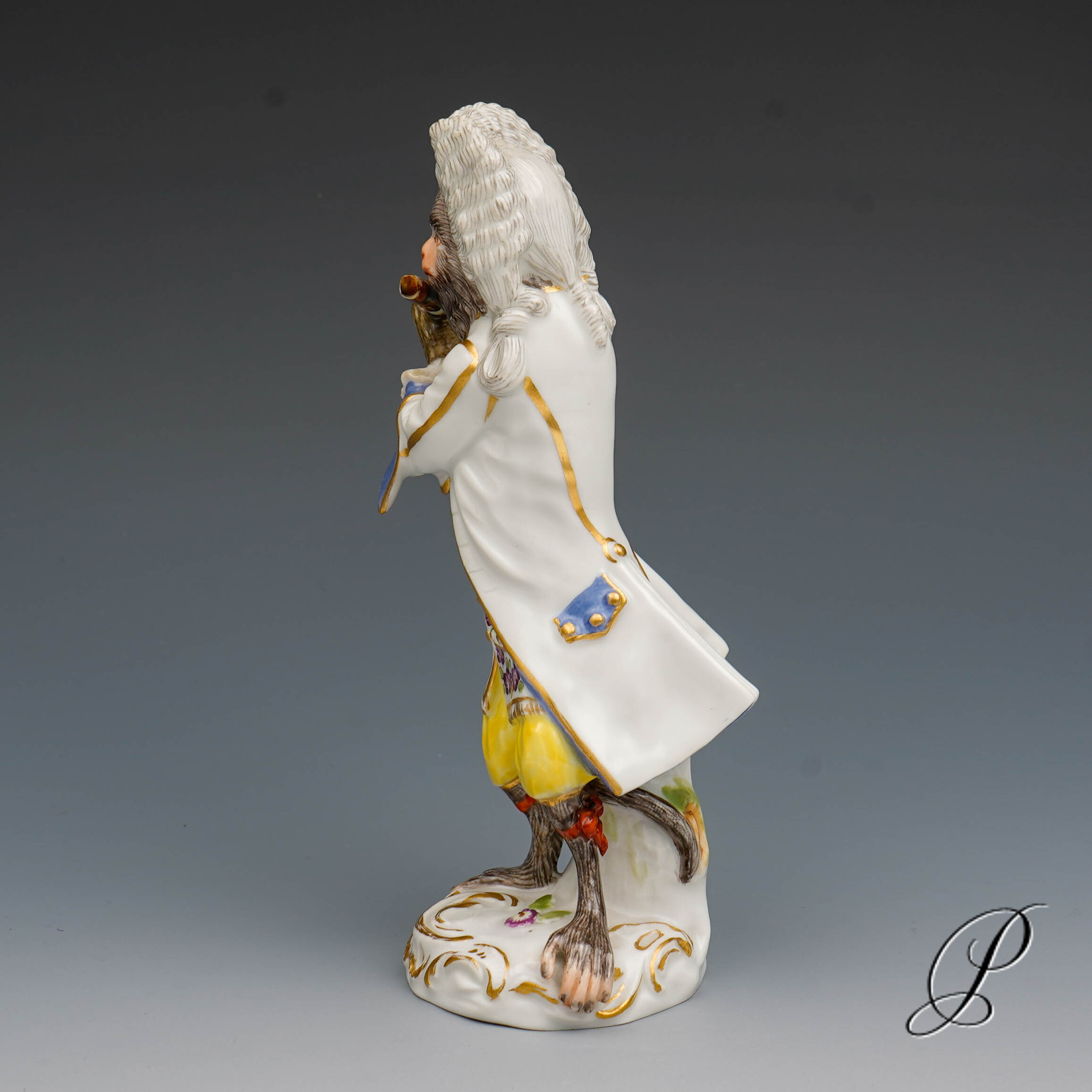 Figur Meissner Porzellan 1.Wahl aus der Affenkapelle der Flötist – Bild 5
