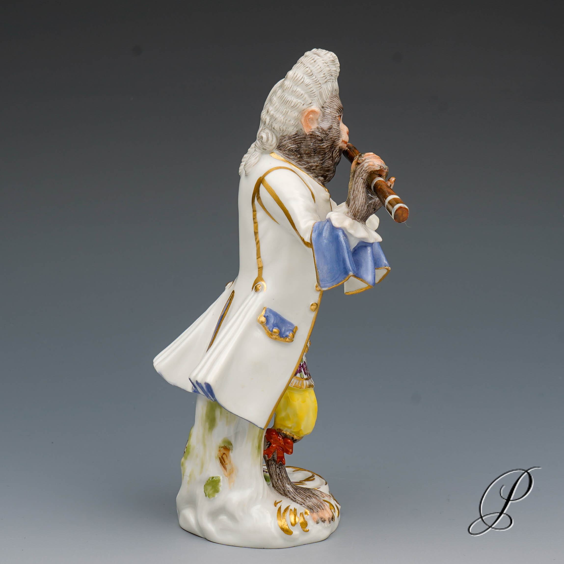 Figur Meissner Porzellan 1.Wahl aus der Affenkapelle der Flötist – Bild 8