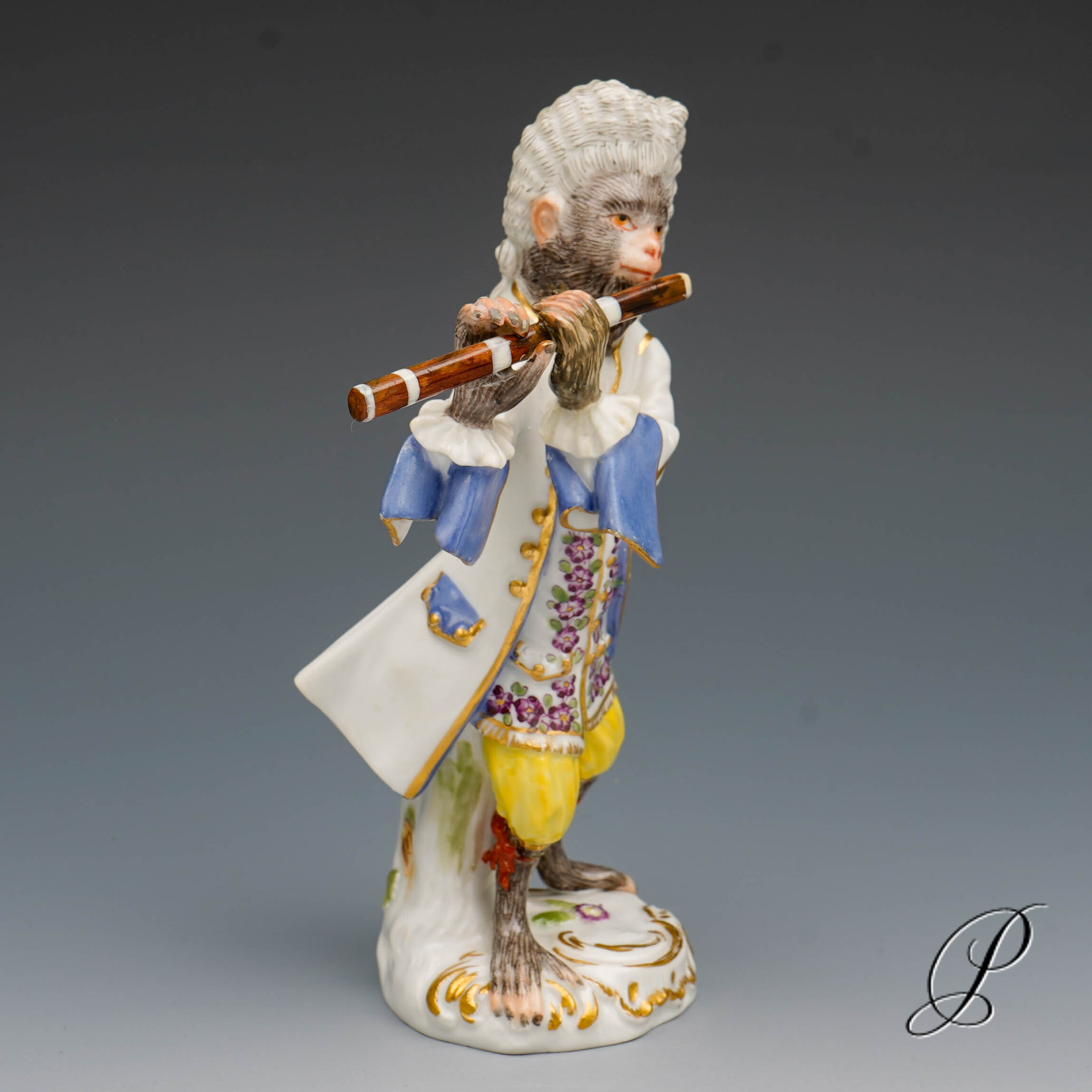 Figur Meissner Porzellan 1.Wahl aus der Affenkapelle der Flötist – Bild 9