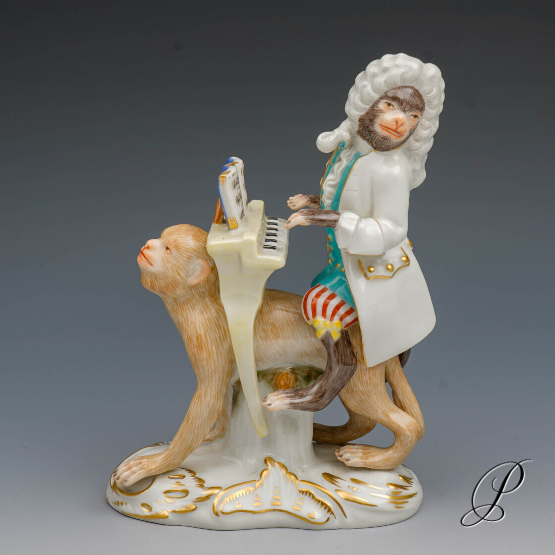 Figur Meissen 1.Wahl aus der Affenkapelle der Klavierspieler
