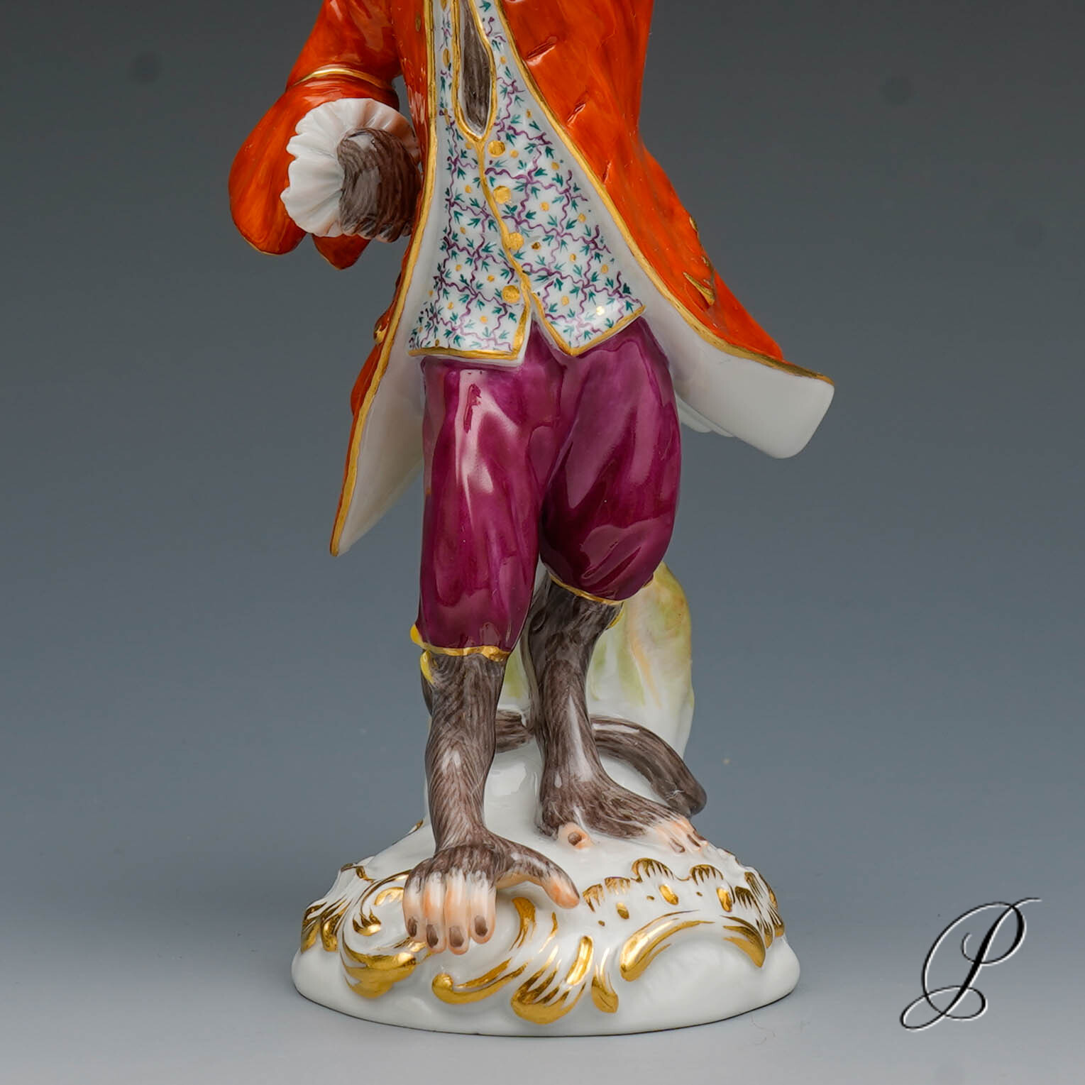 Figur Meissner Porzellan 1.Wahl - der Waldhornbläser der Affenkapelle – Bild 3