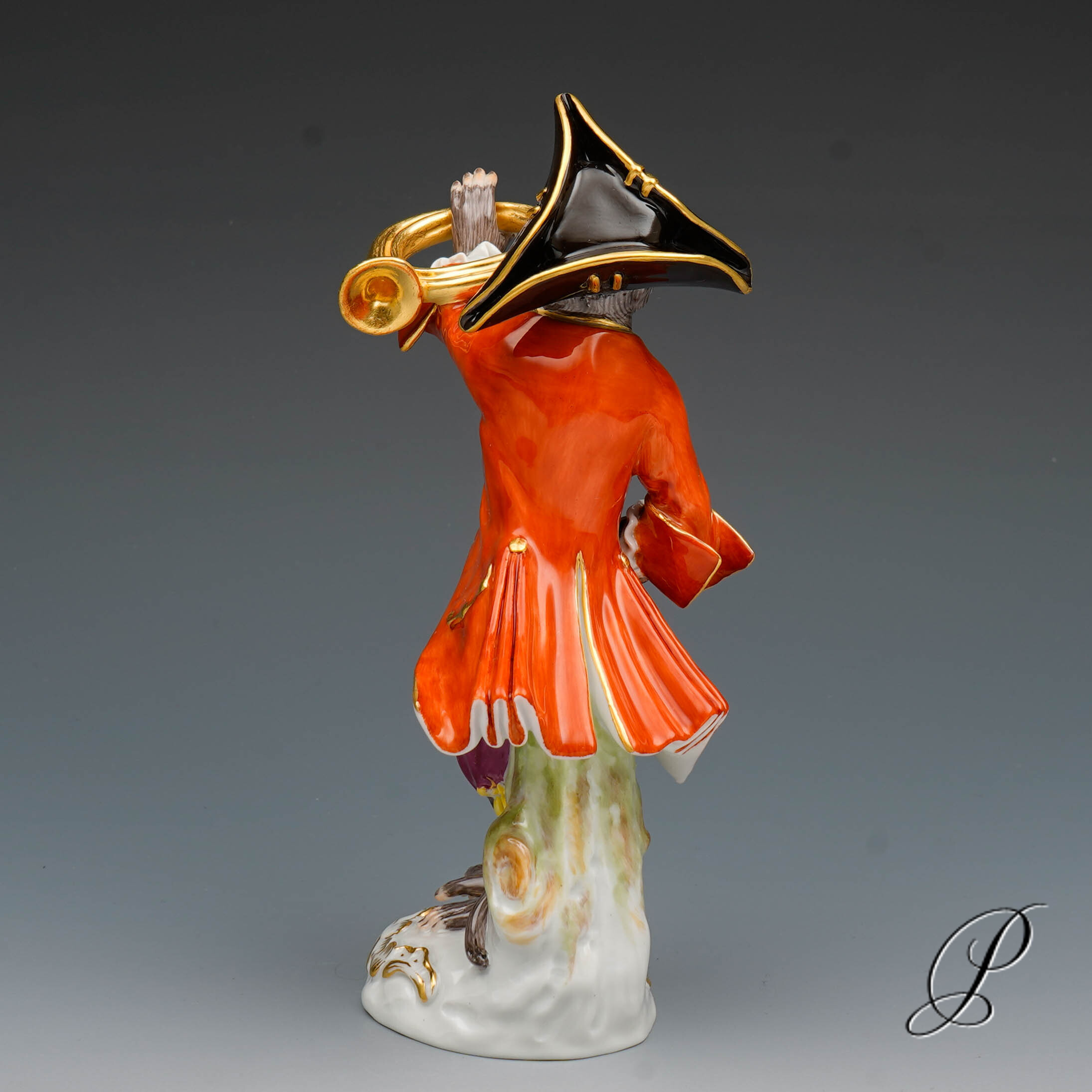 Figur Meissner Porzellan 1.Wahl - der Waldhornbläser der Affenkapelle – Bild 6