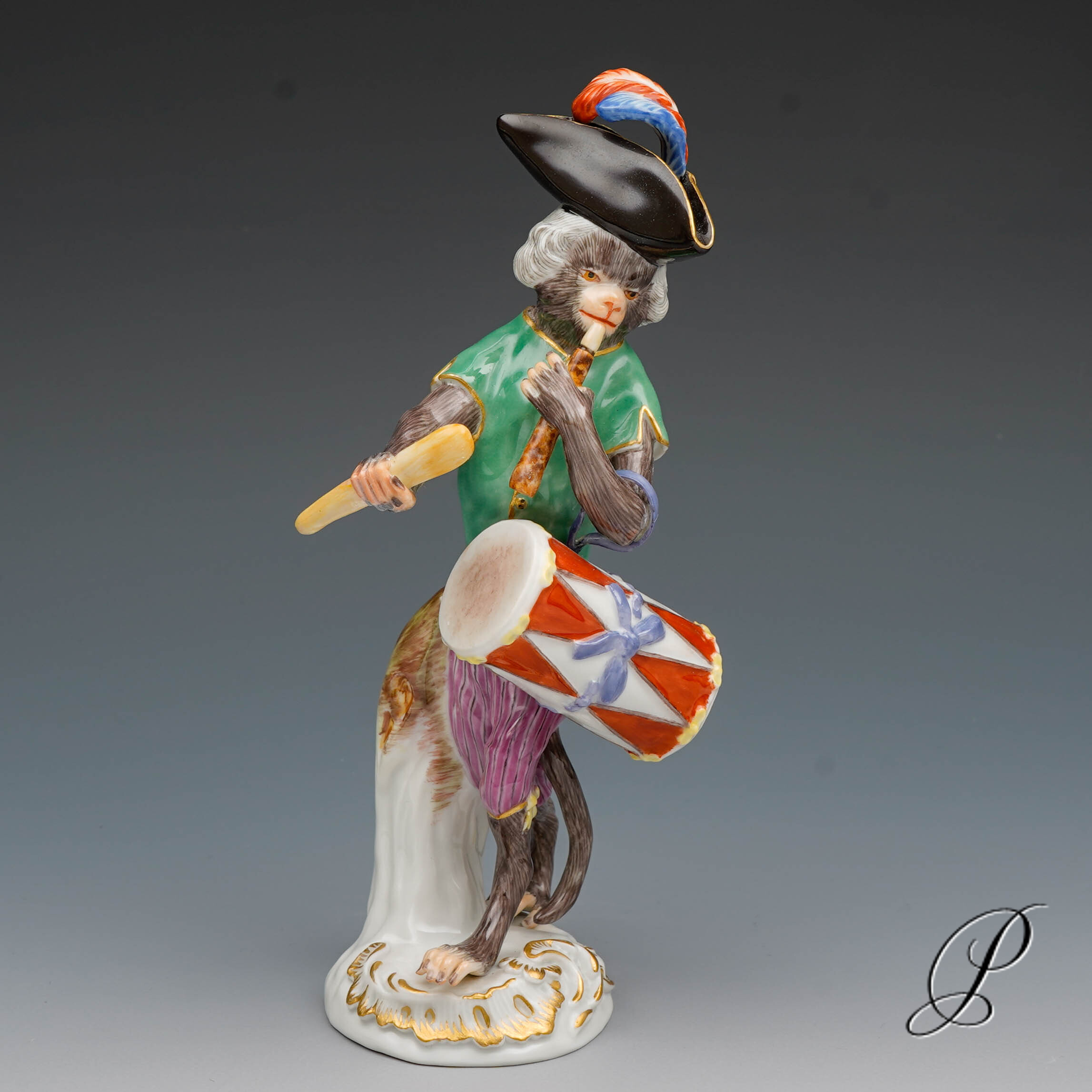 Figur Meissner Porzellan aus der Affenkapelle der Trommler