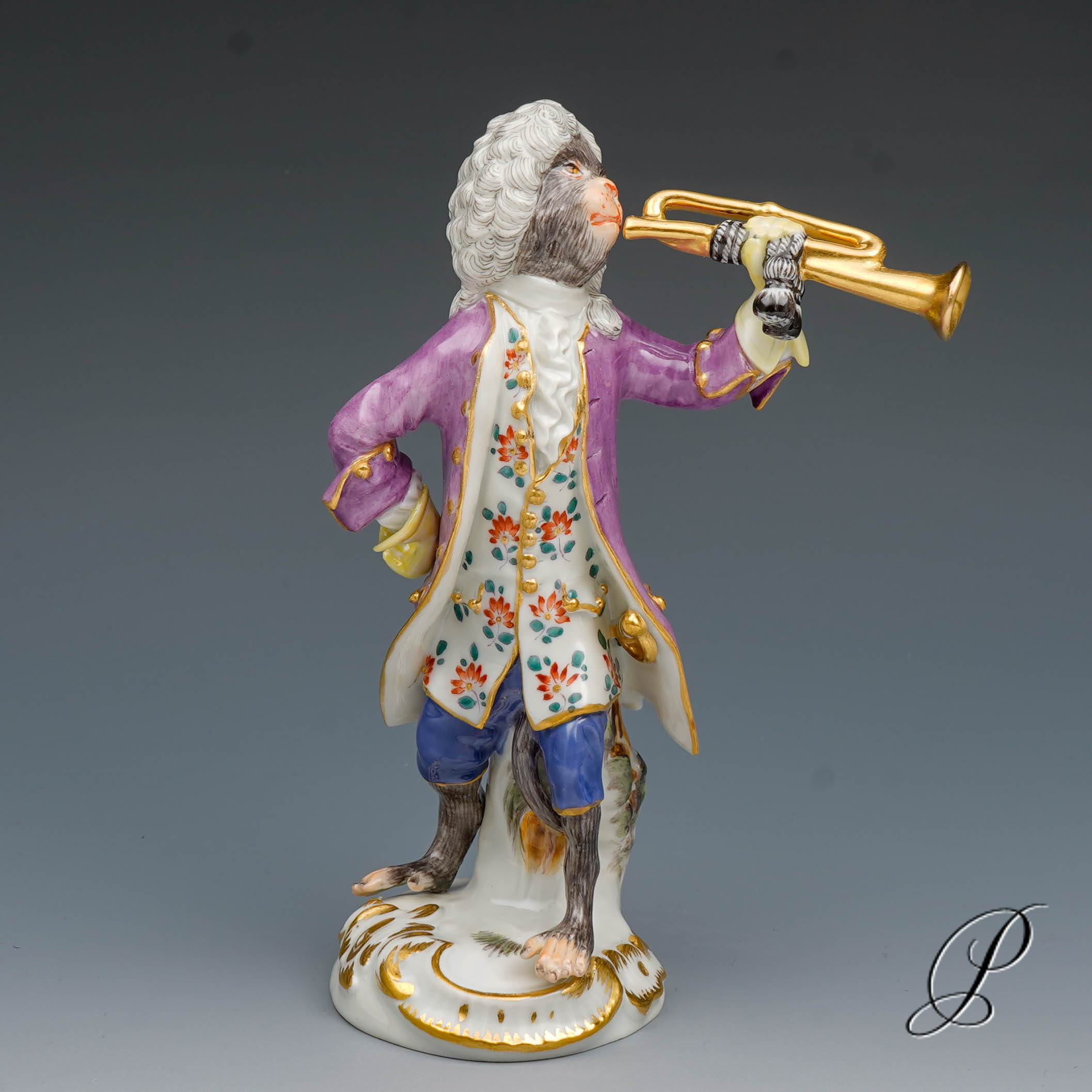 Figur Meissen 1.Wahl aus der Affenkapelle der Trompeter