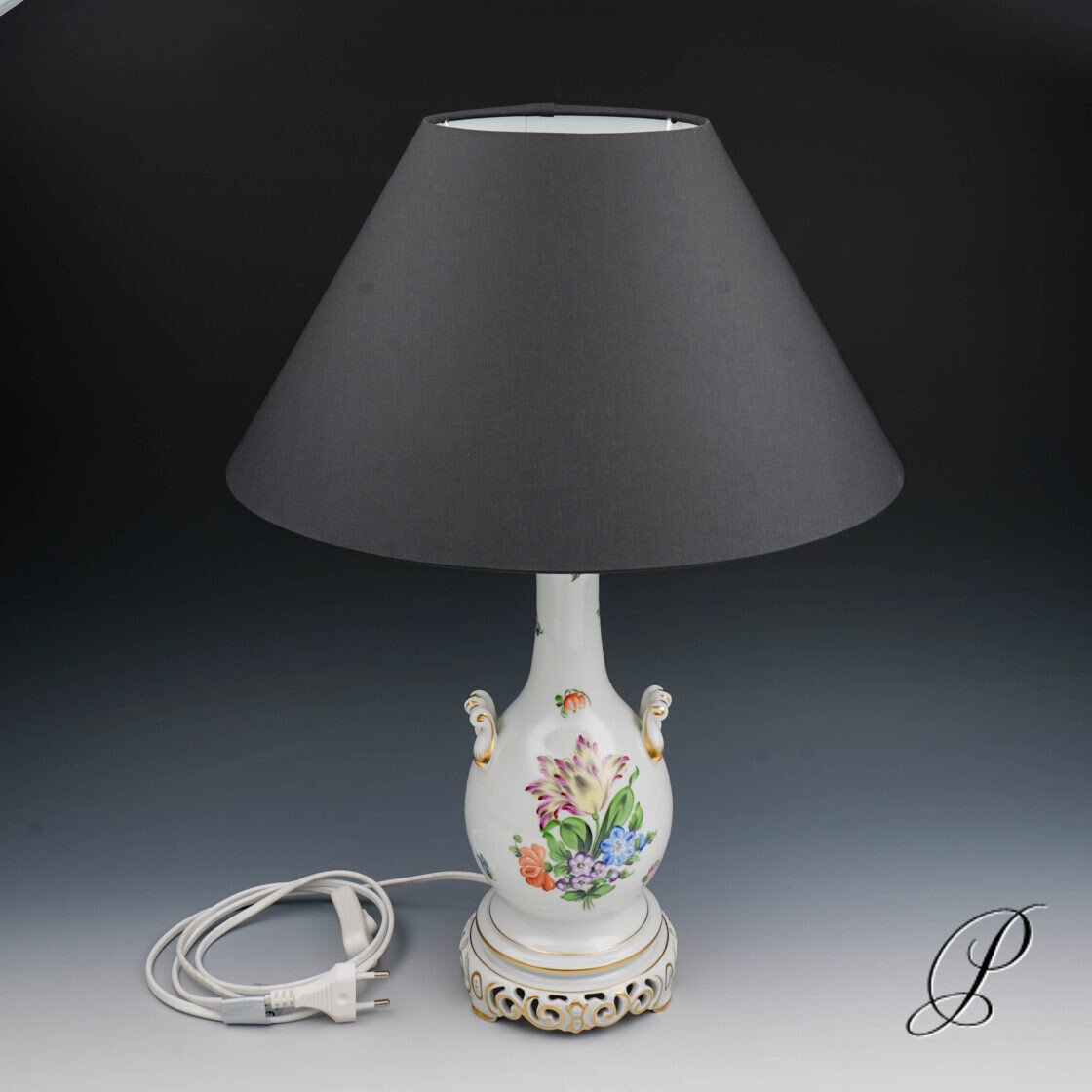 wunderschöne Lampe Herend mit Blumenmalerei