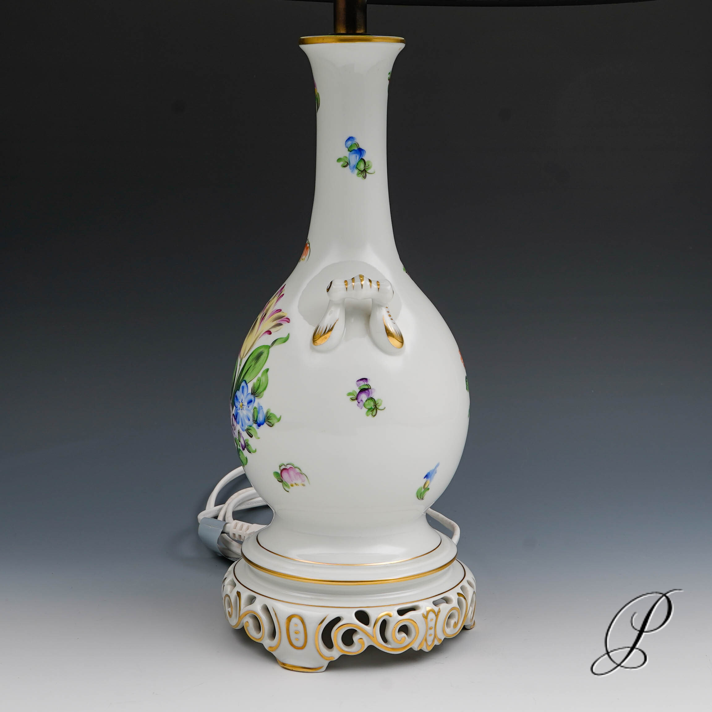 wunderschöne Lampe Herend mit Blumenmalerei – Bild 8