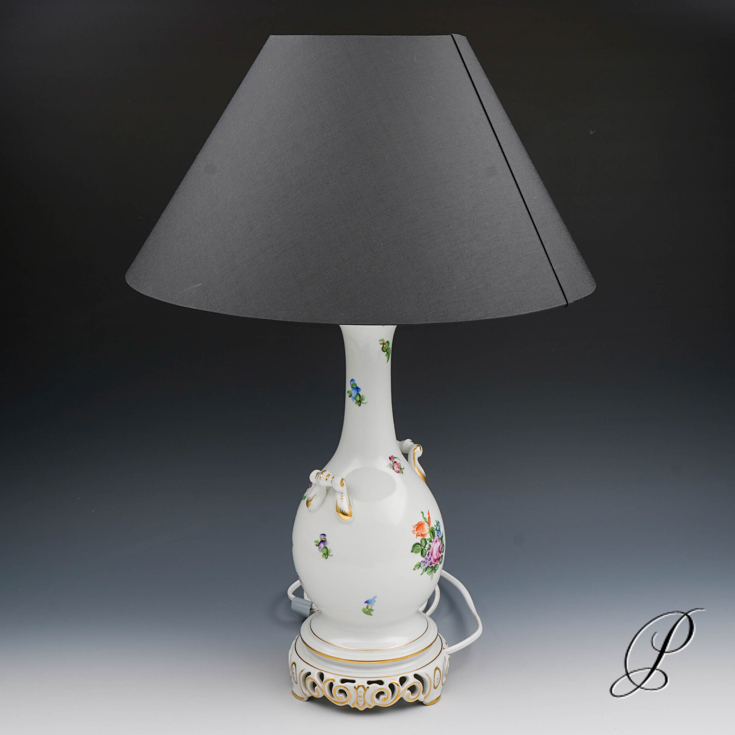 wunderschöne Lampe Herend mit Blumenmalerei – Bild 9