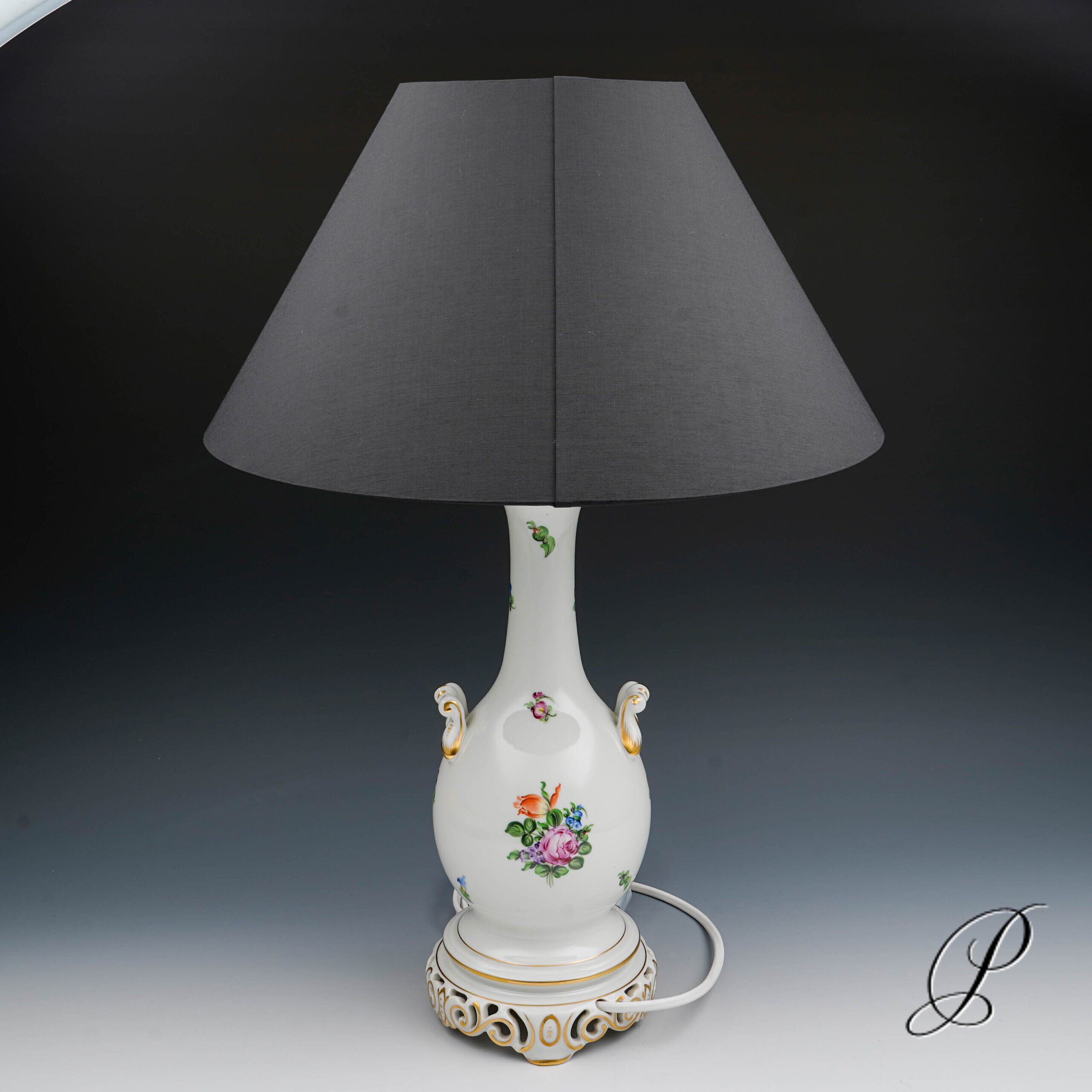 wunderschöne Lampe Herend mit Blumenmalerei – Bild 11