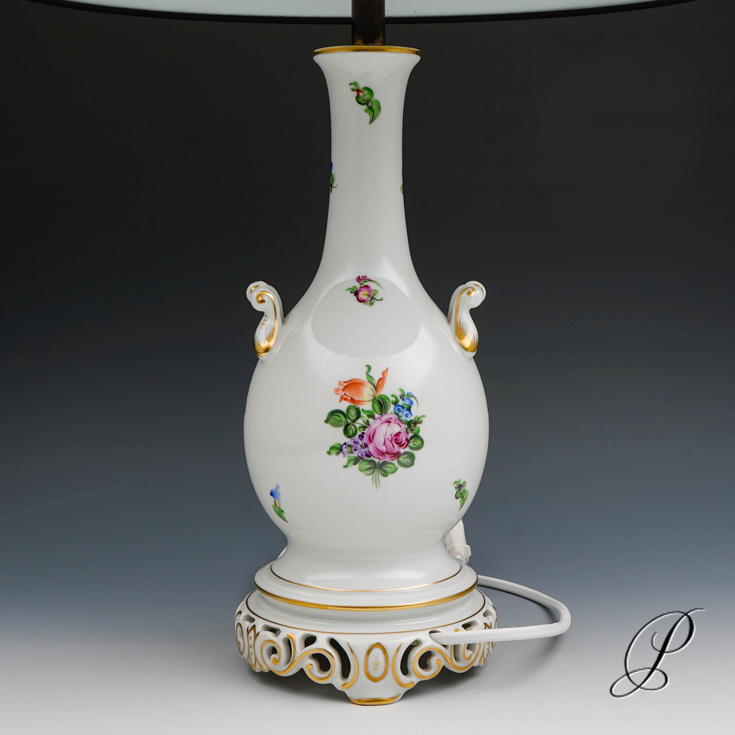 wunderschöne Lampe Herend mit Blumenmalerei – Bild 12