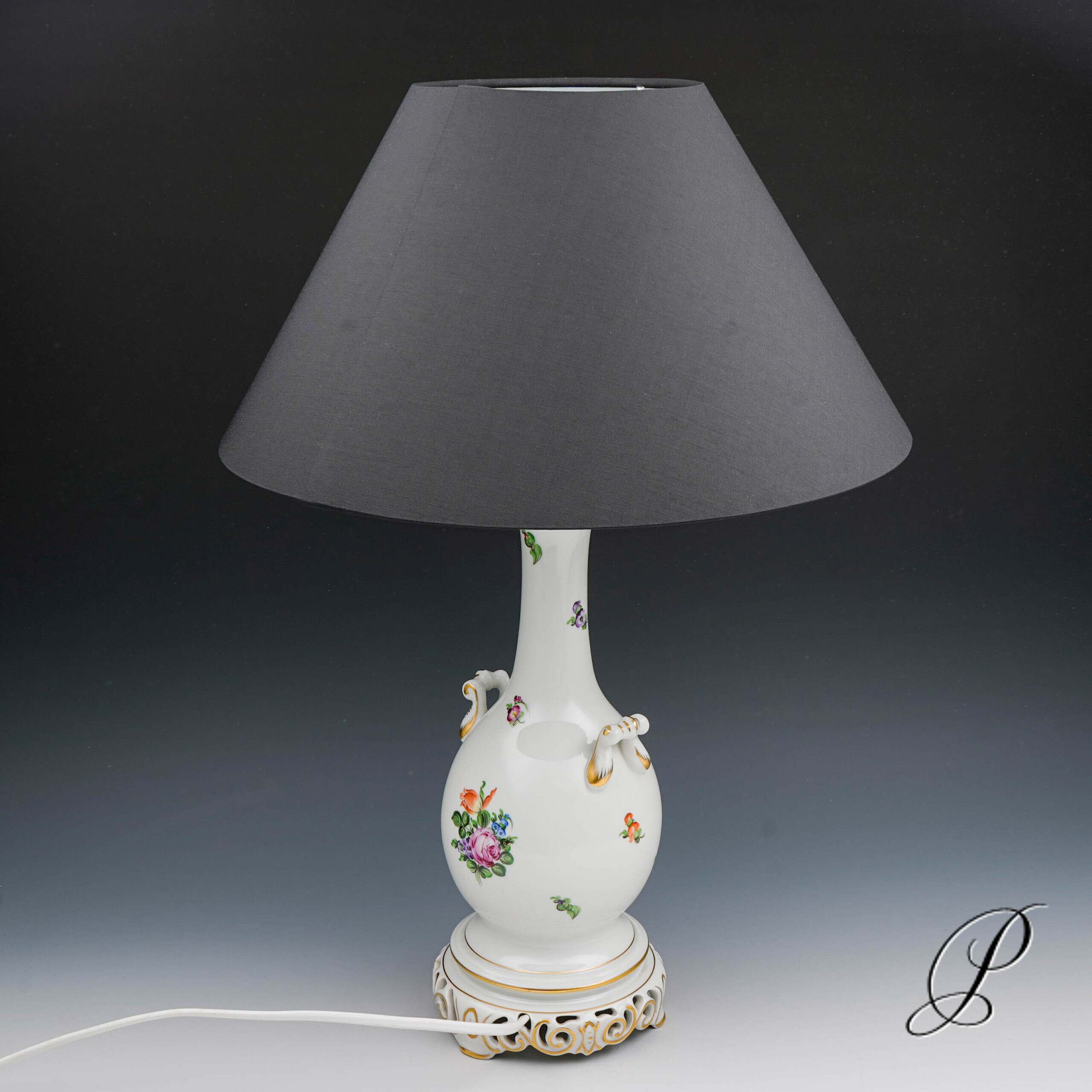 wunderschöne Lampe Herend mit Blumenmalerei – Bild 13
