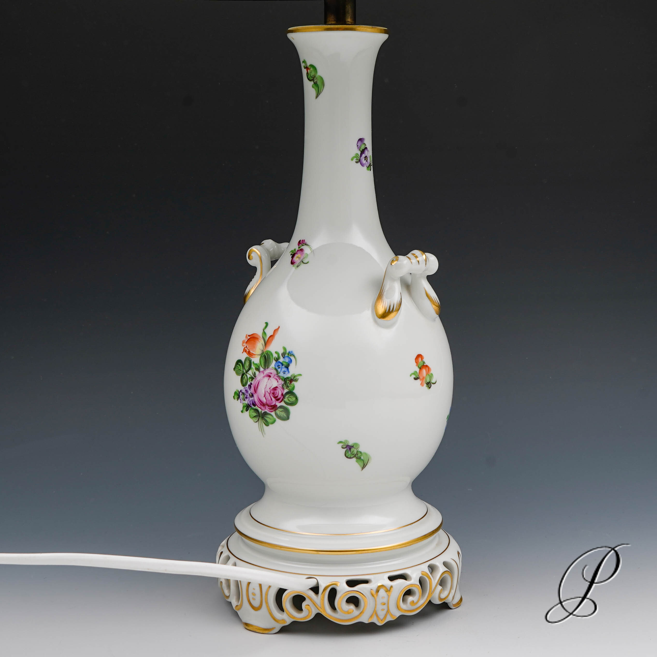wunderschöne Lampe Herend mit Blumenmalerei – Bild 14