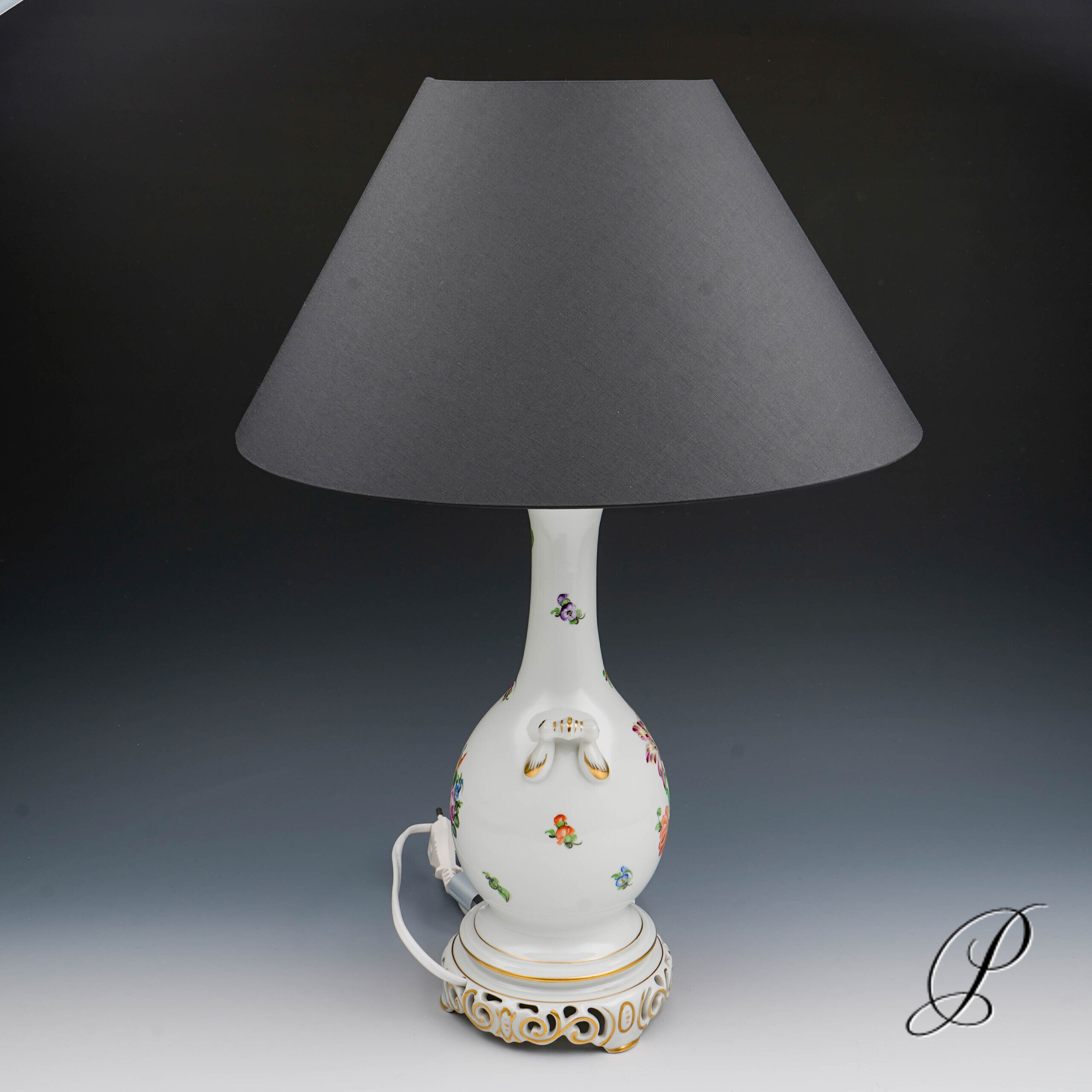 wunderschöne Lampe Herend mit Blumenmalerei – Bild 15
