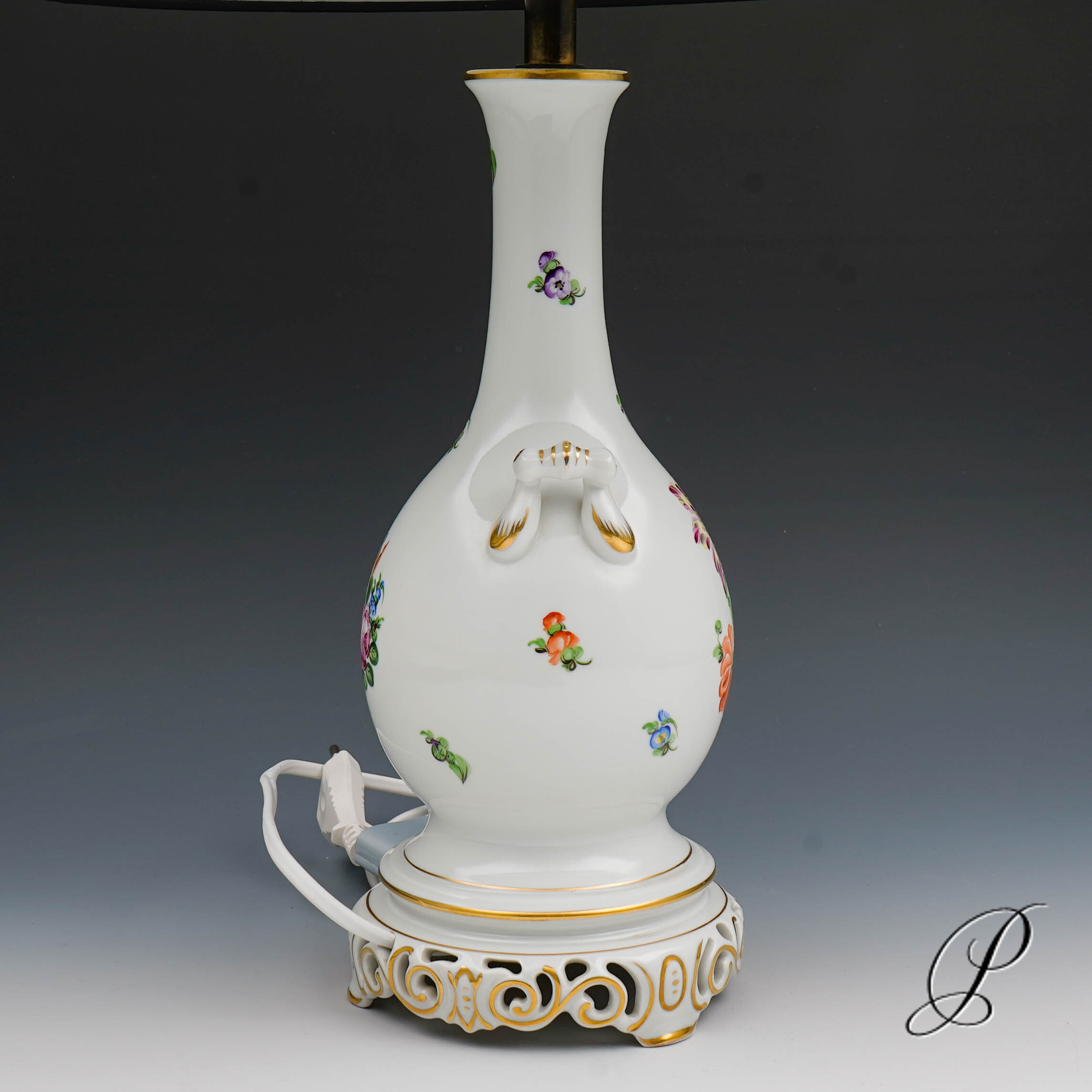 wunderschöne Lampe Herend mit Blumenmalerei – Bild 16