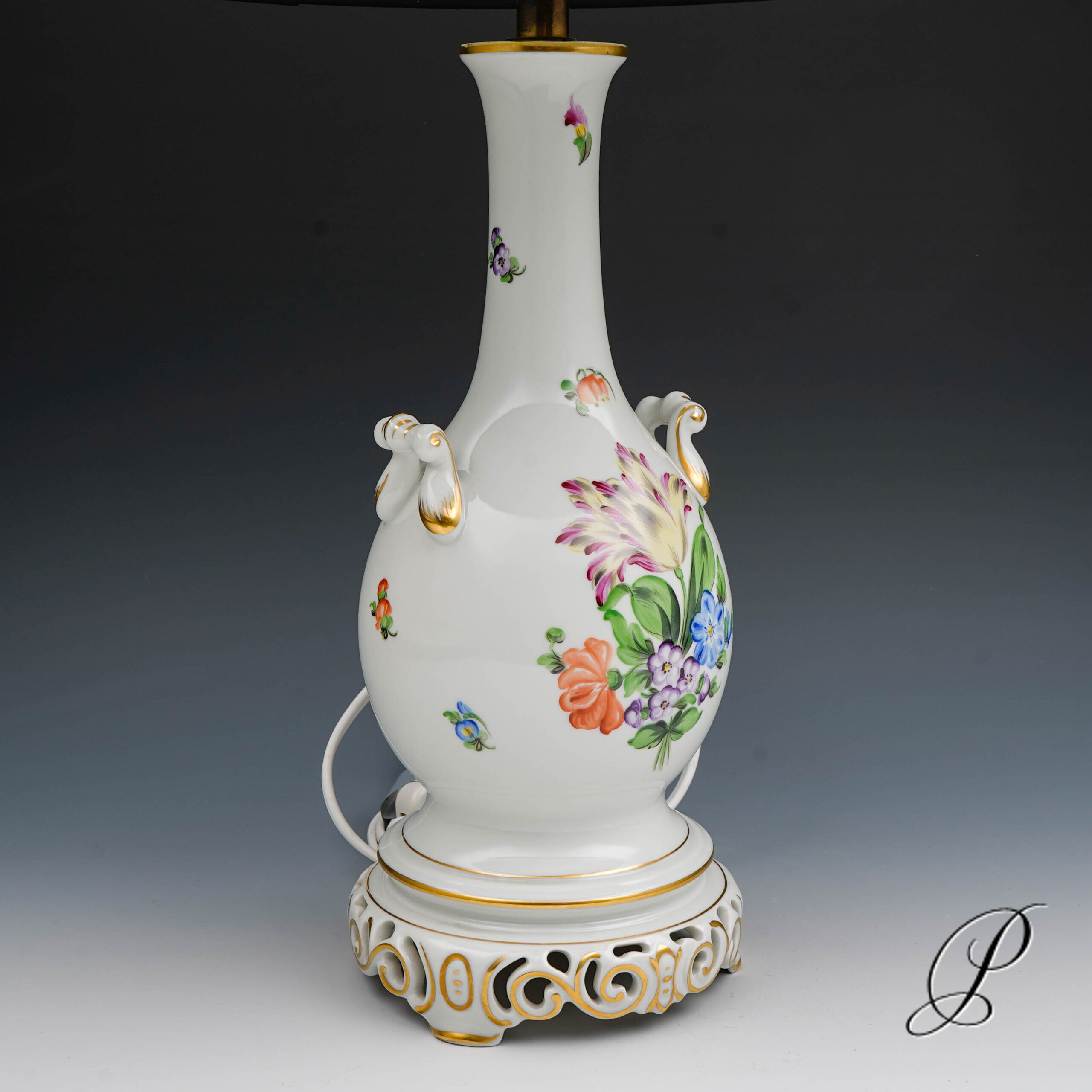 wunderschöne Lampe Herend mit Blumenmalerei – Bild 18