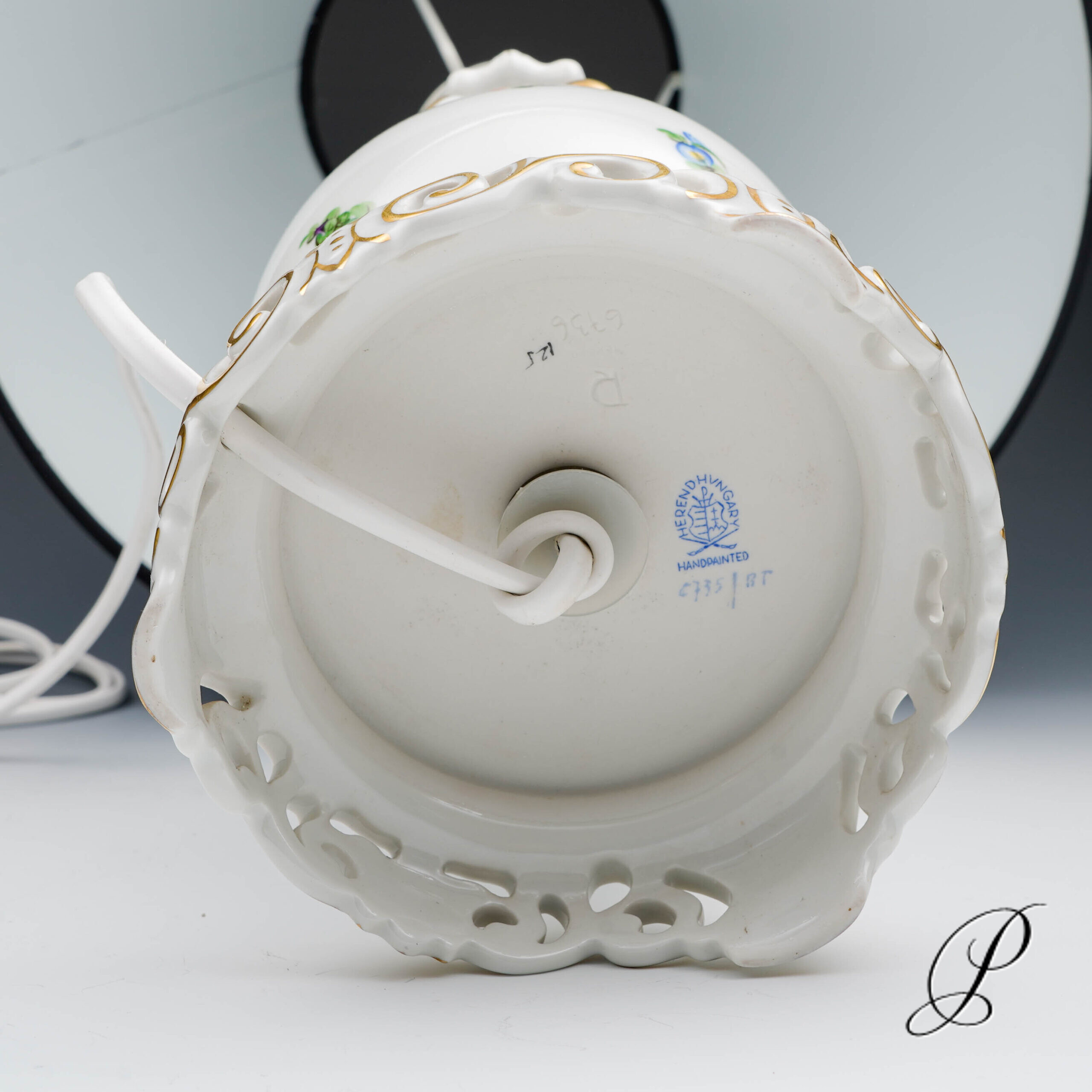 wunderschöne Lampe Herend mit Blumenmalerei – Bild 19