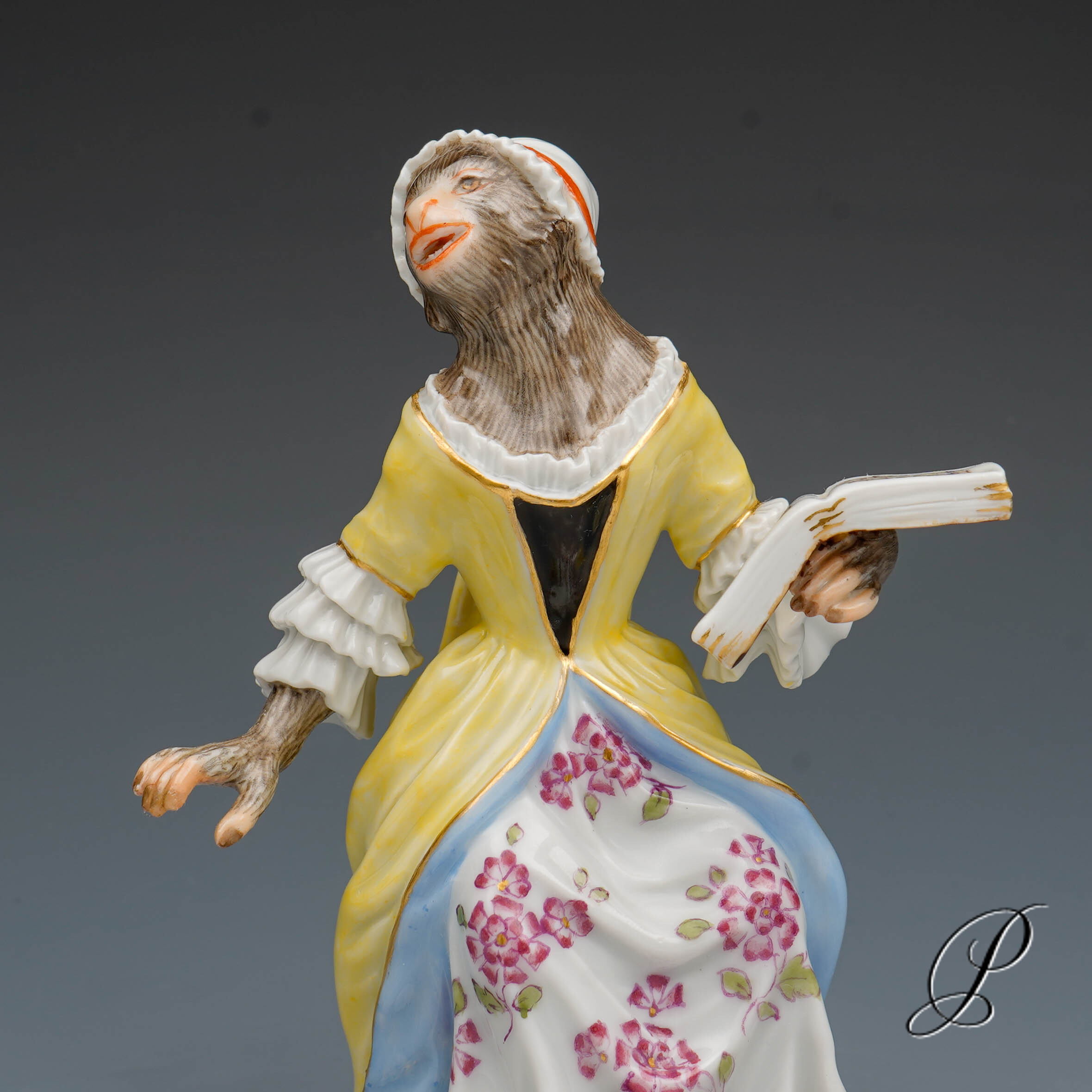 Figur Meissen 1.Wahl Sängerin aus der Affenkapelle – Bild 3