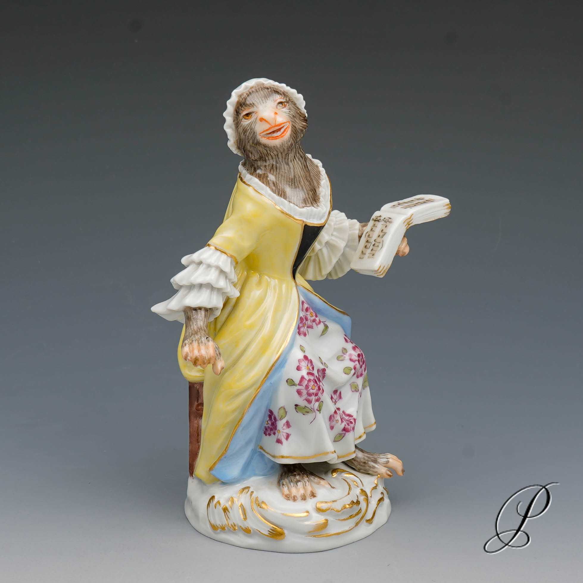 Figur Meissen 1.Wahl Sängerin aus der Affenkapelle – Bild 8
