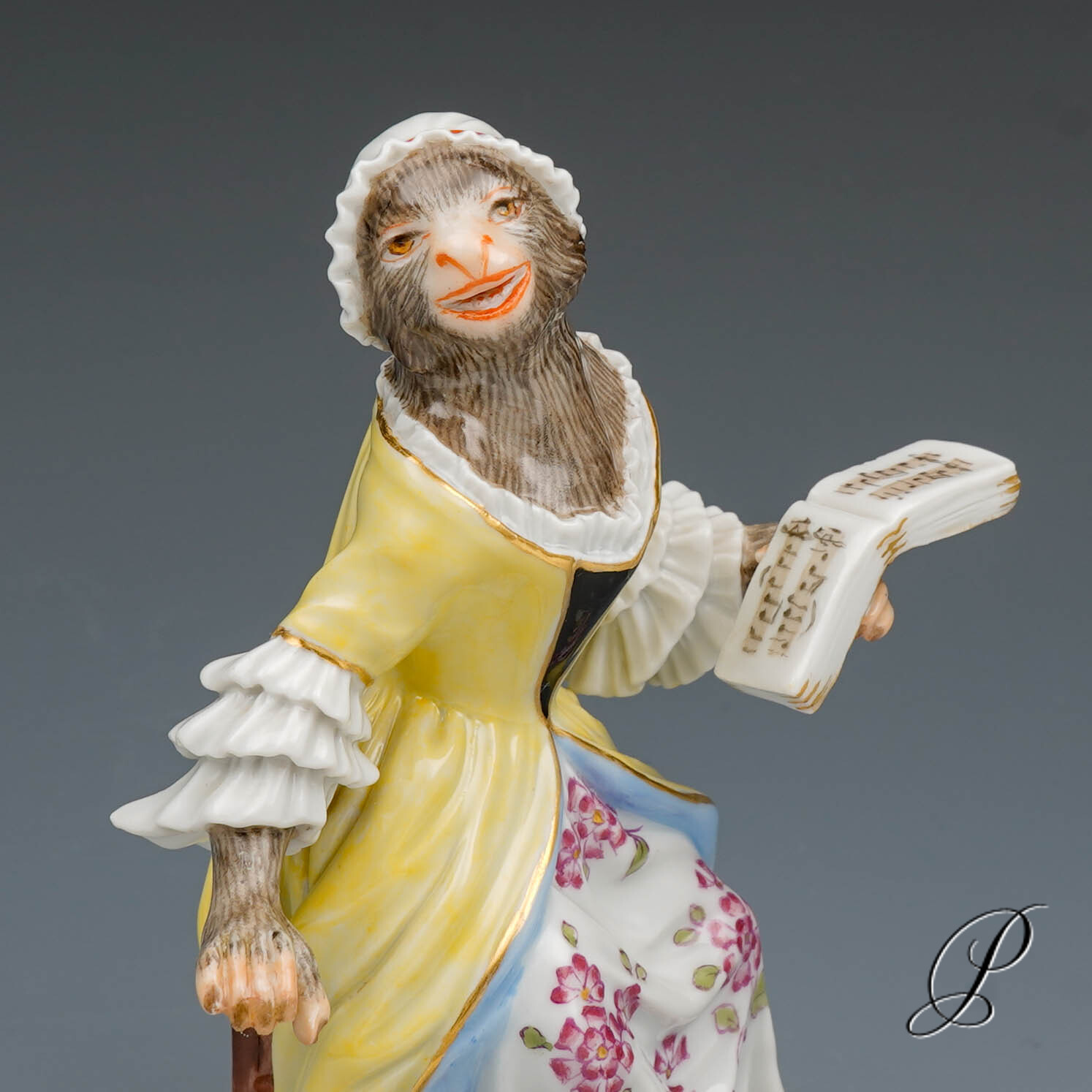 Figur Meissen 1.Wahl Sängerin aus der Affenkapelle – Bild 9