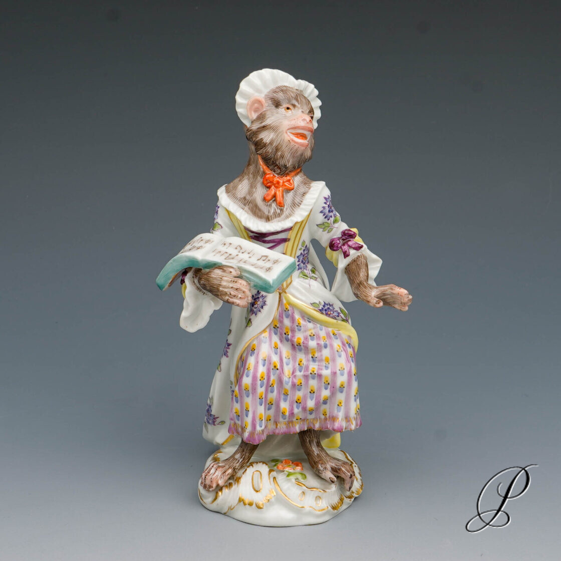 Figur Meissen 1.Wahl Sängerin aus der Affenkapelle