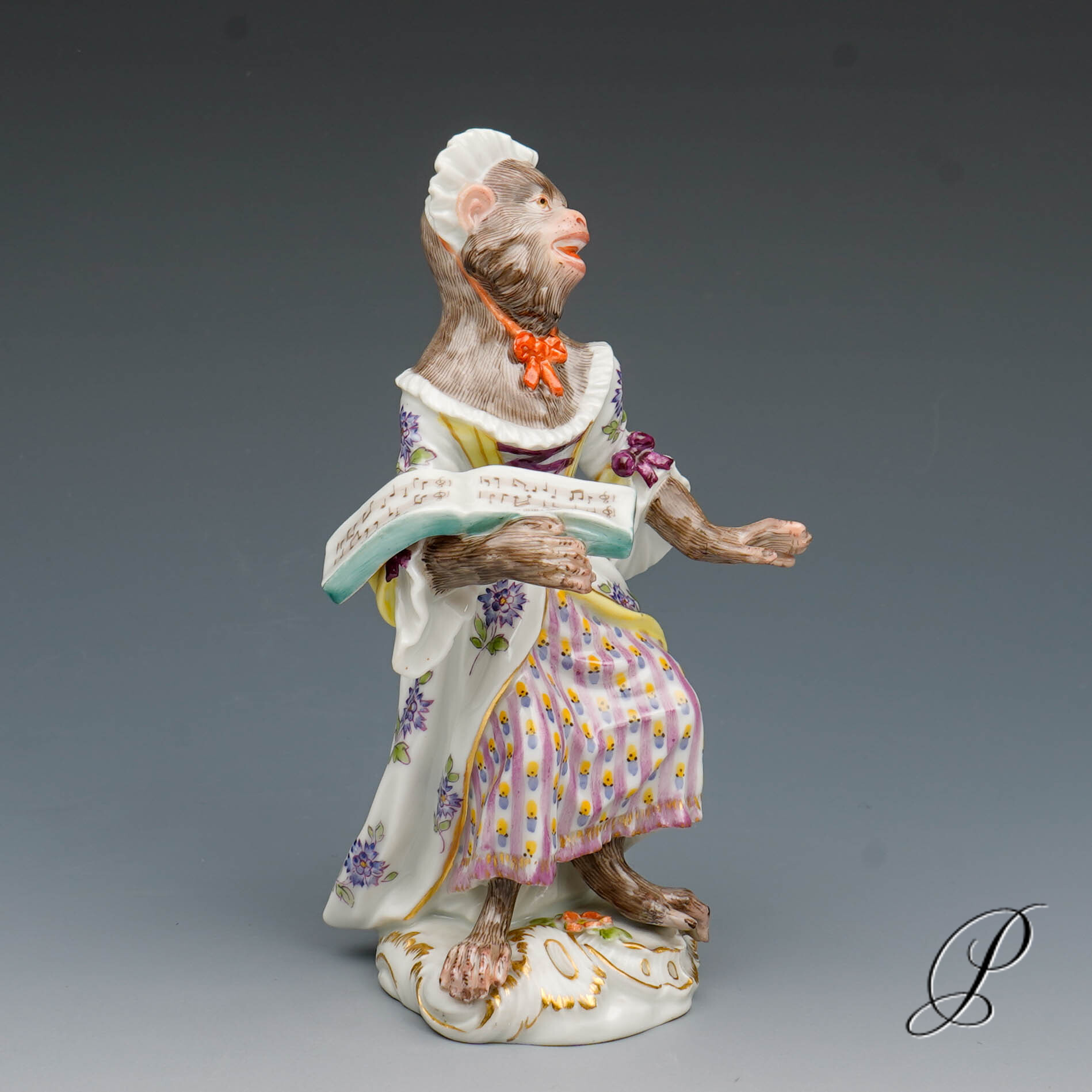Figur Meissen 1.Wahl Sängerin aus der Affenkapelle – Bild 10