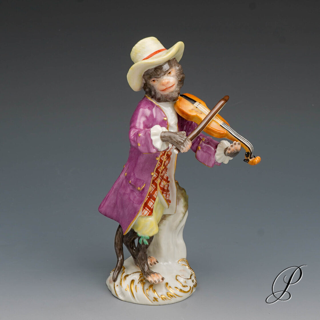Figur Meissner Porzellan 1.Wahl aus der Affenkapelle der Geiger