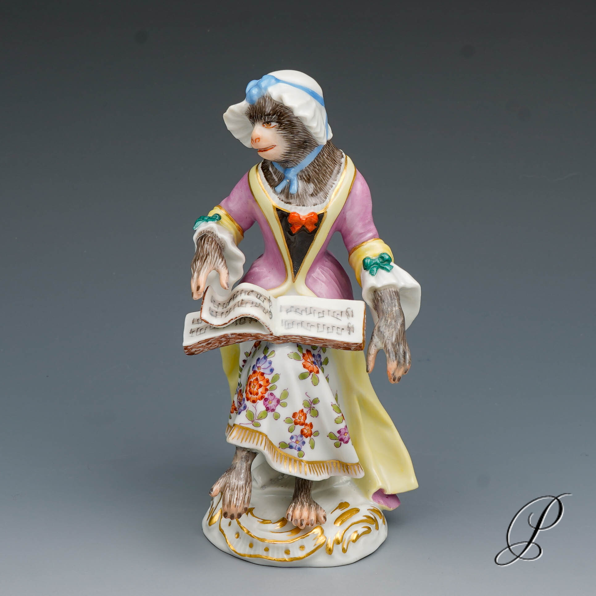 Figur Meissen 1.Wahl Sängerin aus der Affenkapelle