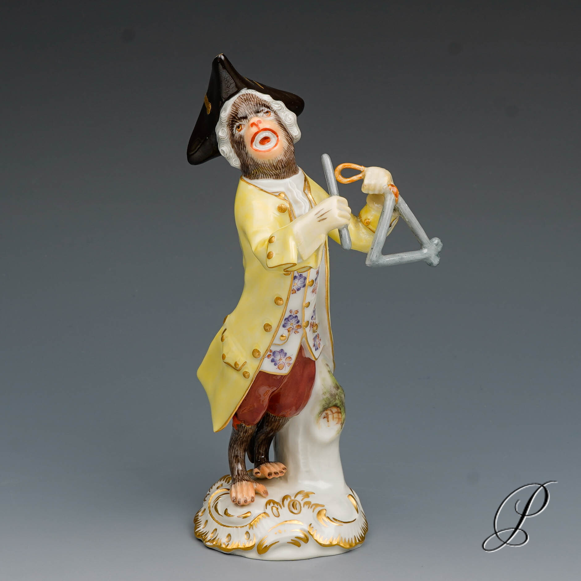 Figur Meissen 1.Wahl aus der Affenkapelle der Triangelspieler