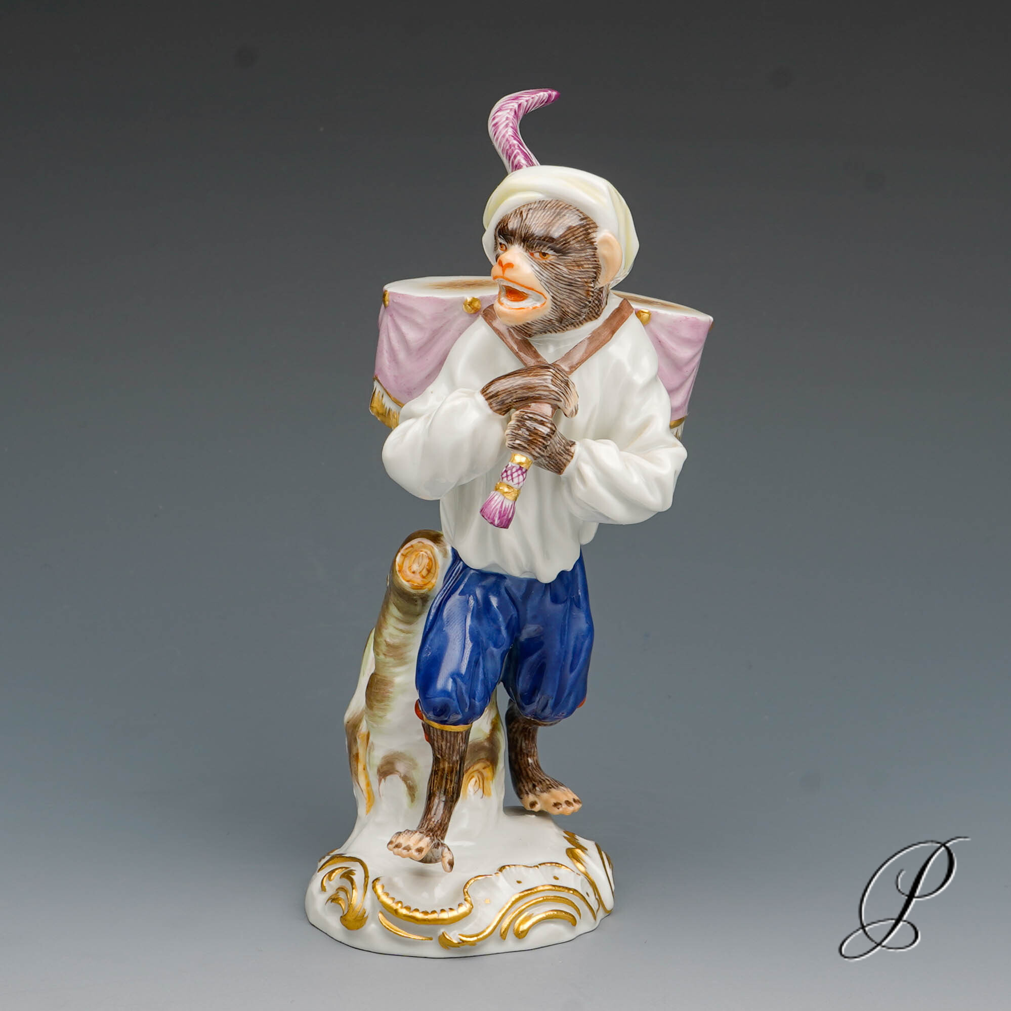 Figur Meissner Porzellan 1.Wahl - der Paukenträger aus der Affenkapelle – Bild 2