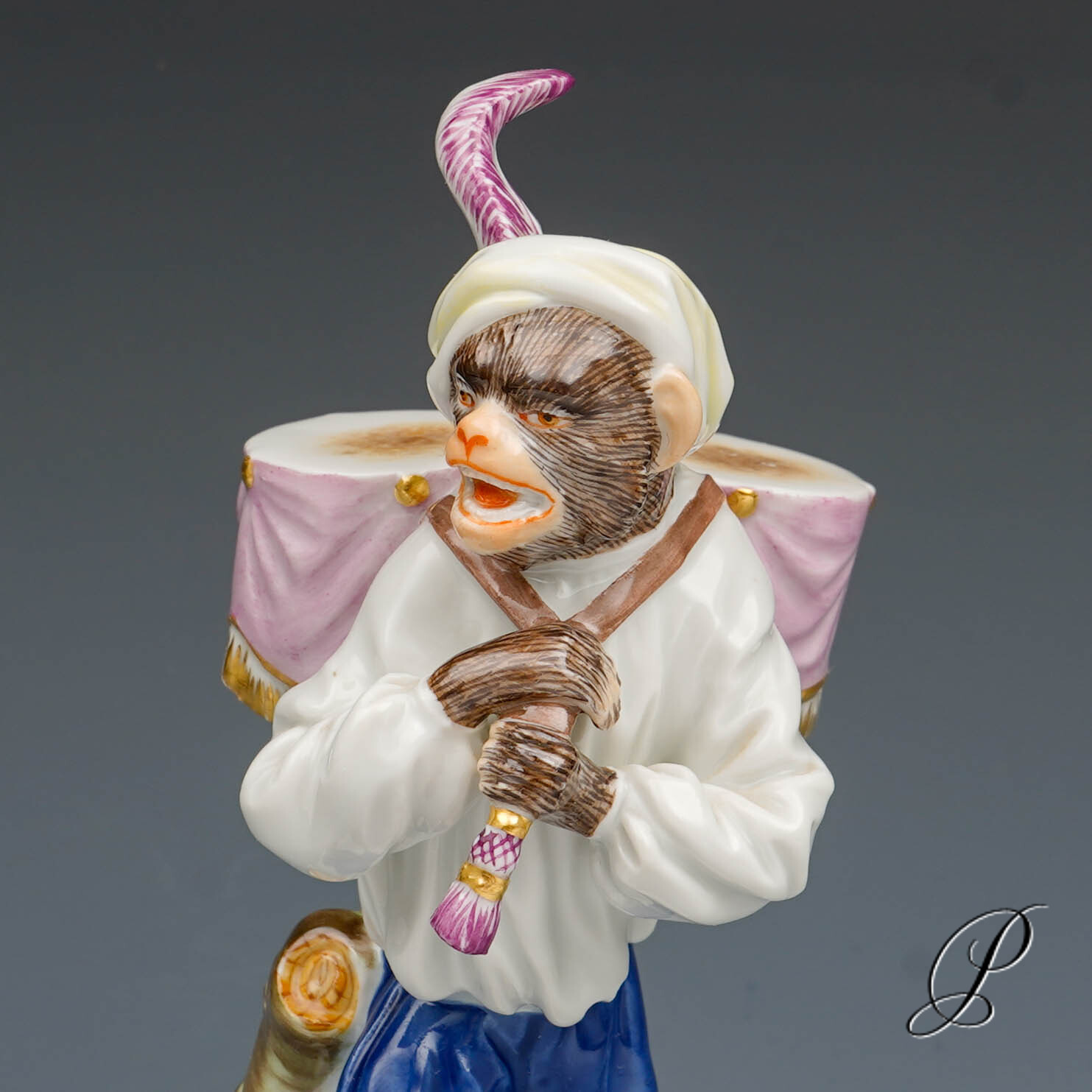 Figur Meissner Porzellan 1.Wahl - der Paukenträger aus der Affenkapelle – Bild 4