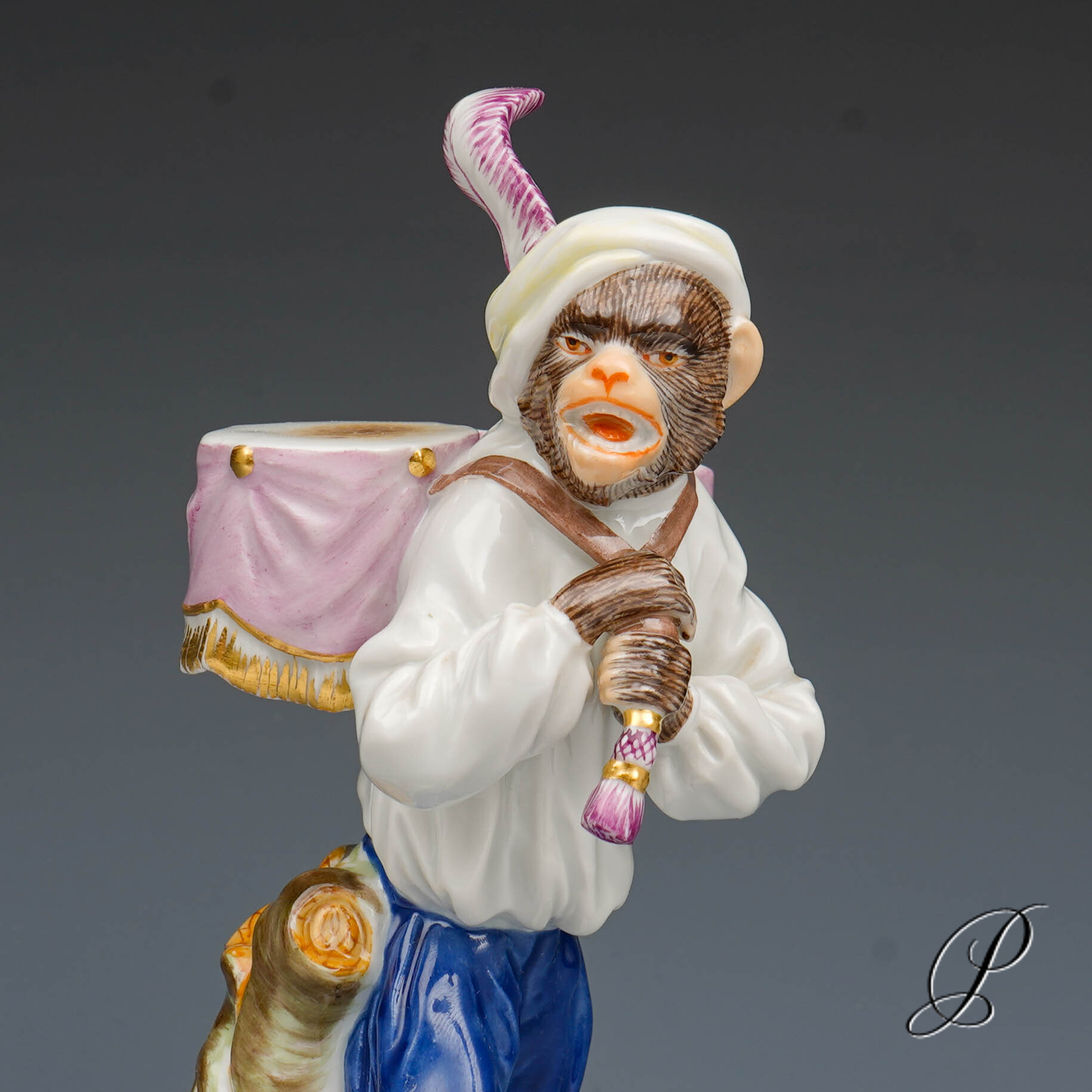 Figur Meissner Porzellan 1.Wahl - der Paukenträger aus der Affenkapelle – Bild 11