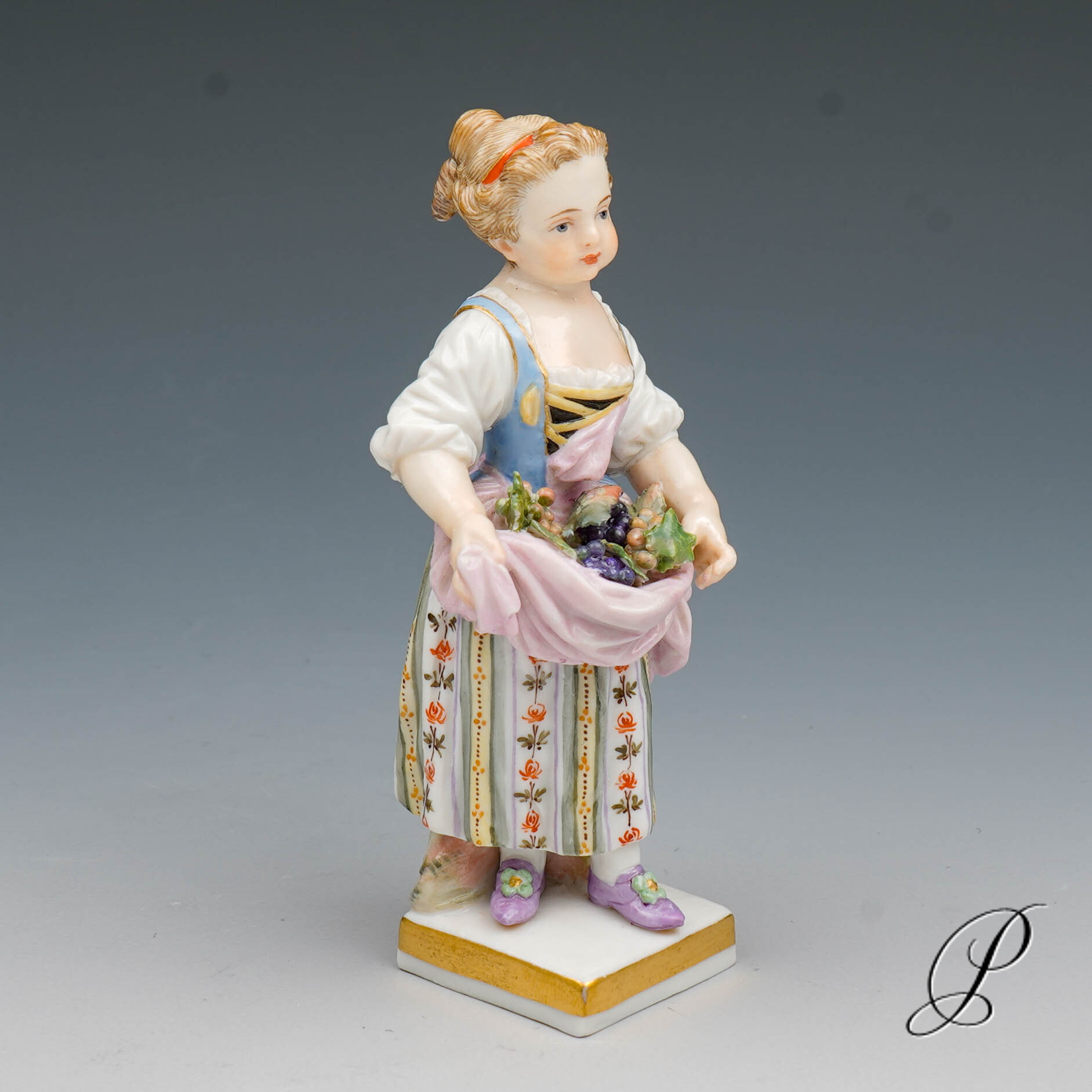 Meissen Figur Gärtnerkind Knaufzeit um 1860 Jhd. von Michel Victor Acier – Bild 4