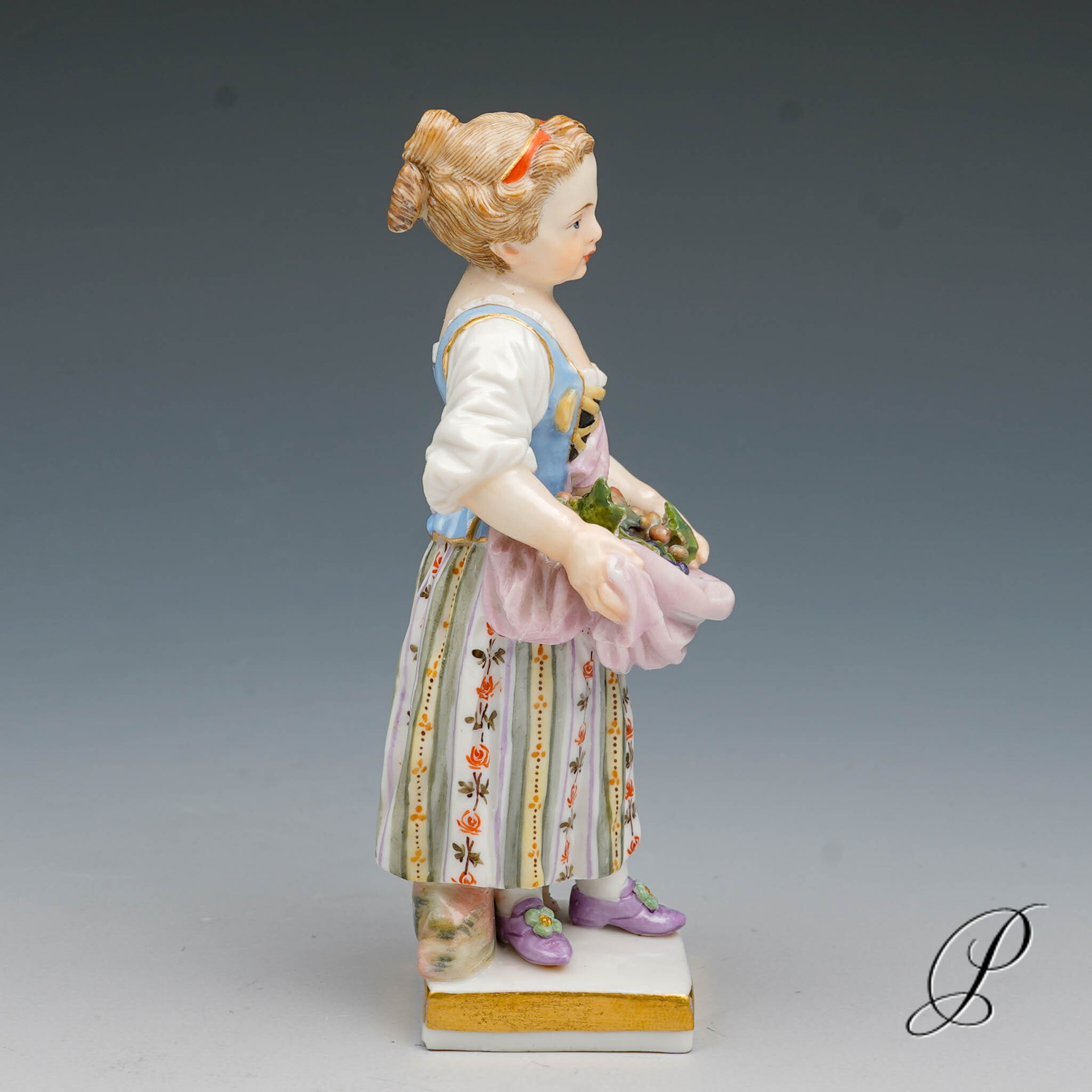 Meissen Figur Gärtnerkind Knaufzeit um 1860 Jhd. von Michel Victor Acier – Bild 5