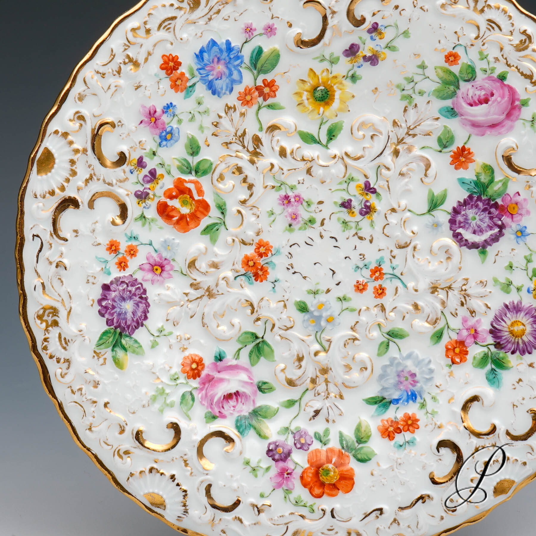 Prunkteller Meissen Antiquität - seltenes Motiv - um 1820 Jhd. – Bild 3