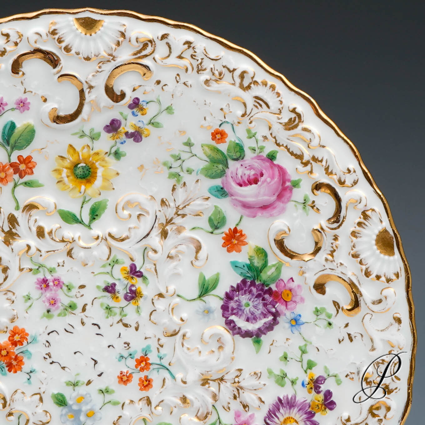 Prunkteller Meissen Antiquität - seltenes Motiv - um 1820 Jhd. – Bild 6