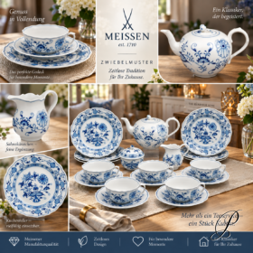 Teeservice Meissen für 6 Personen im Dekor Zwiebelmuster