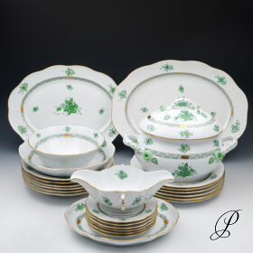 Herend Speiseservice im Dekor Apponyi grün für 6 Personen